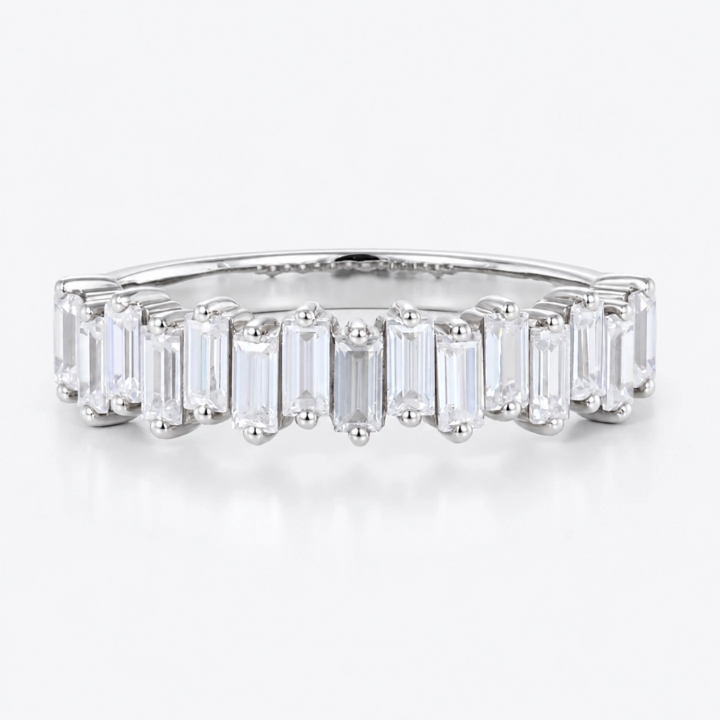 0.55ctw Trapezoid Cut Lab Grown Diamond Baguette Stacking Wedding Band in Rose Gold