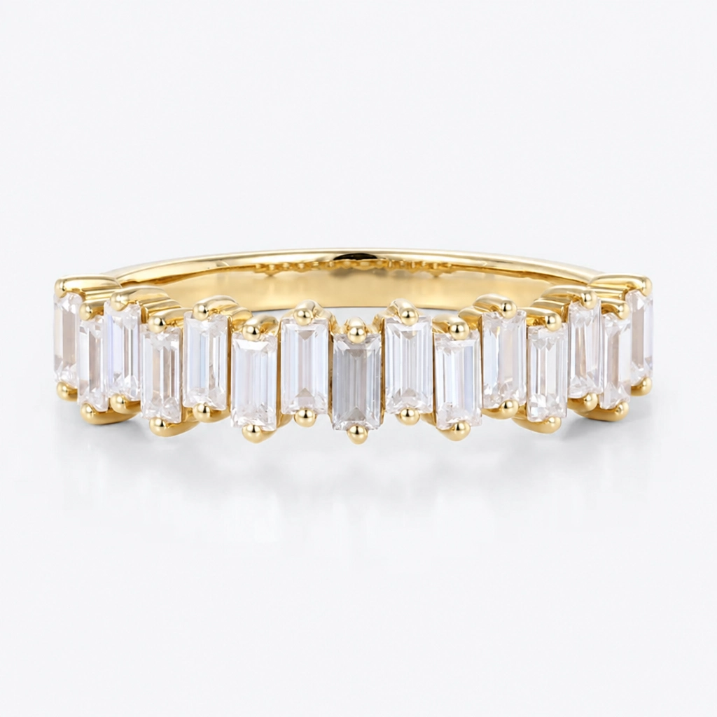 0.55ctw Trapezoid Cut Lab Grown Diamond Baguette Stacking Wedding Band in Rose Gold