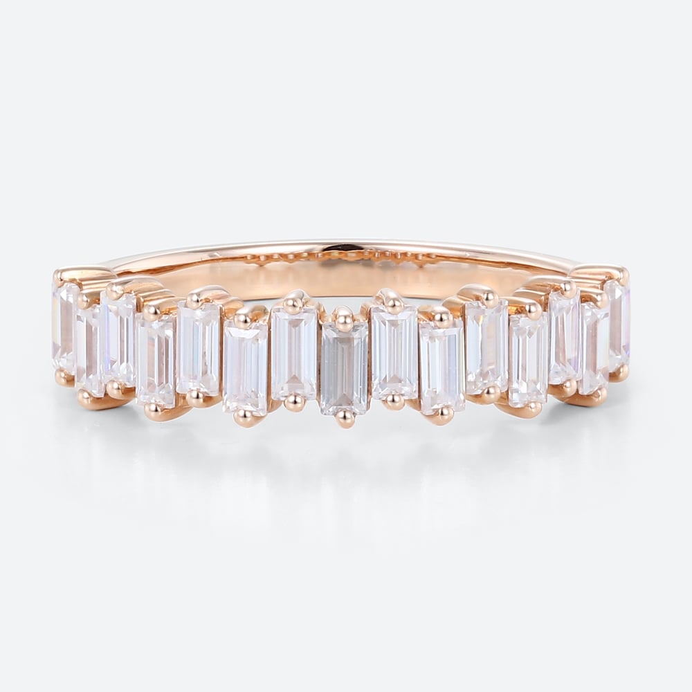 Baguette Cut Lab Diamond Wedding Band 0.45ct Stacking Ring in Rose Gold