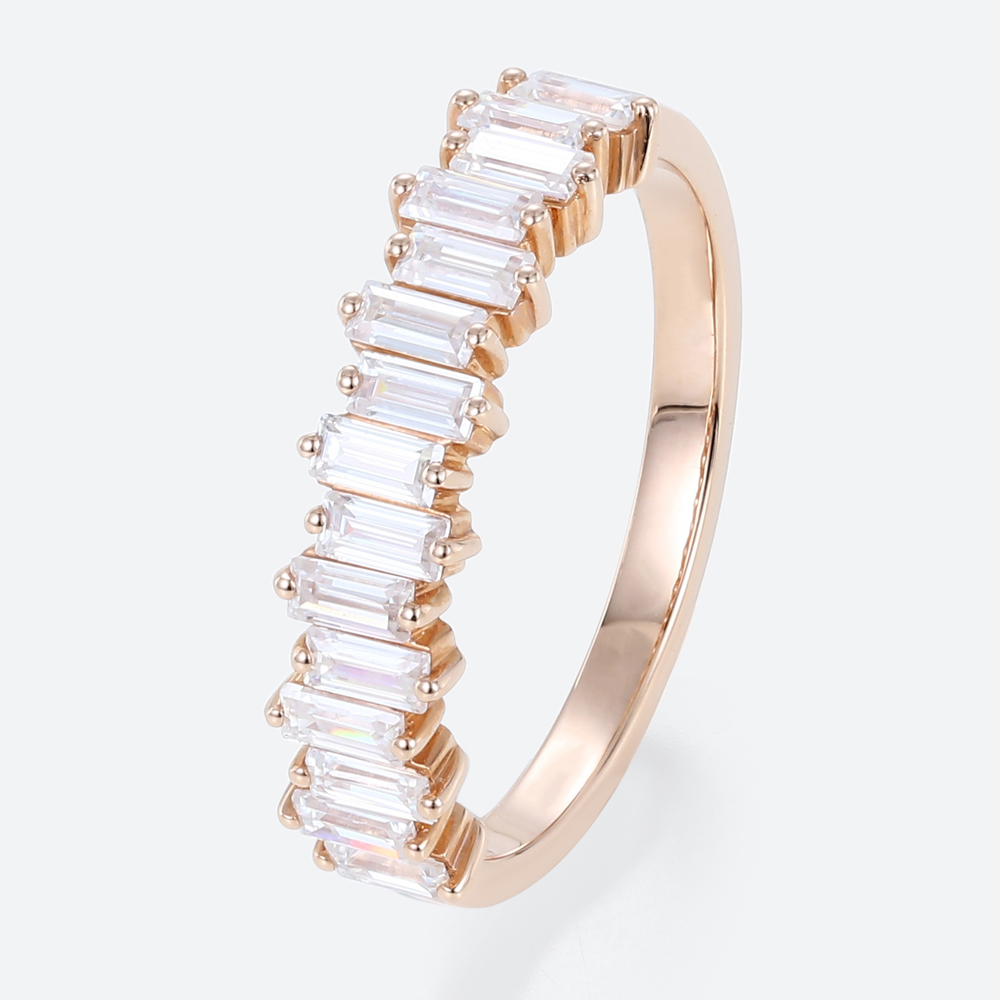 Baguette Cut Lab Diamond Wedding Band 0.45ct Stacking Ring in Rose Gold
