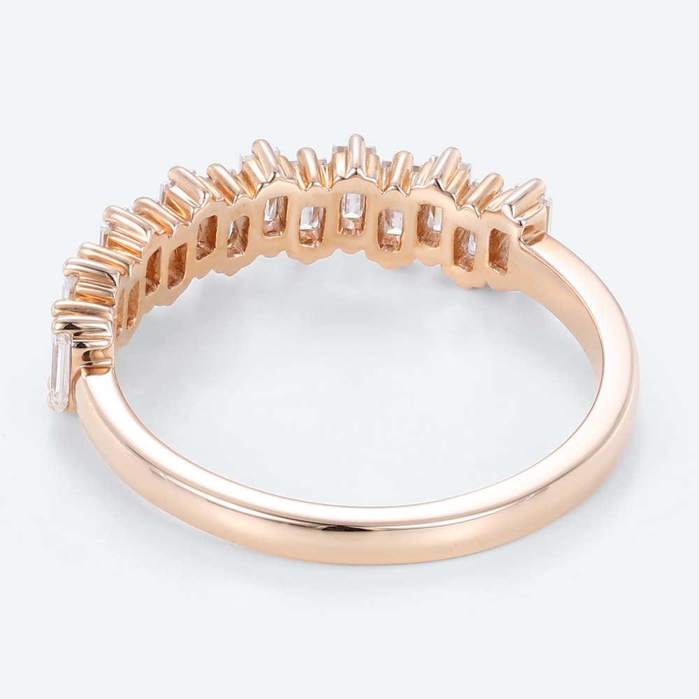 Baguette Cut Lab Diamond Wedding Band 0.45ct Stacking Ring in Rose Gold