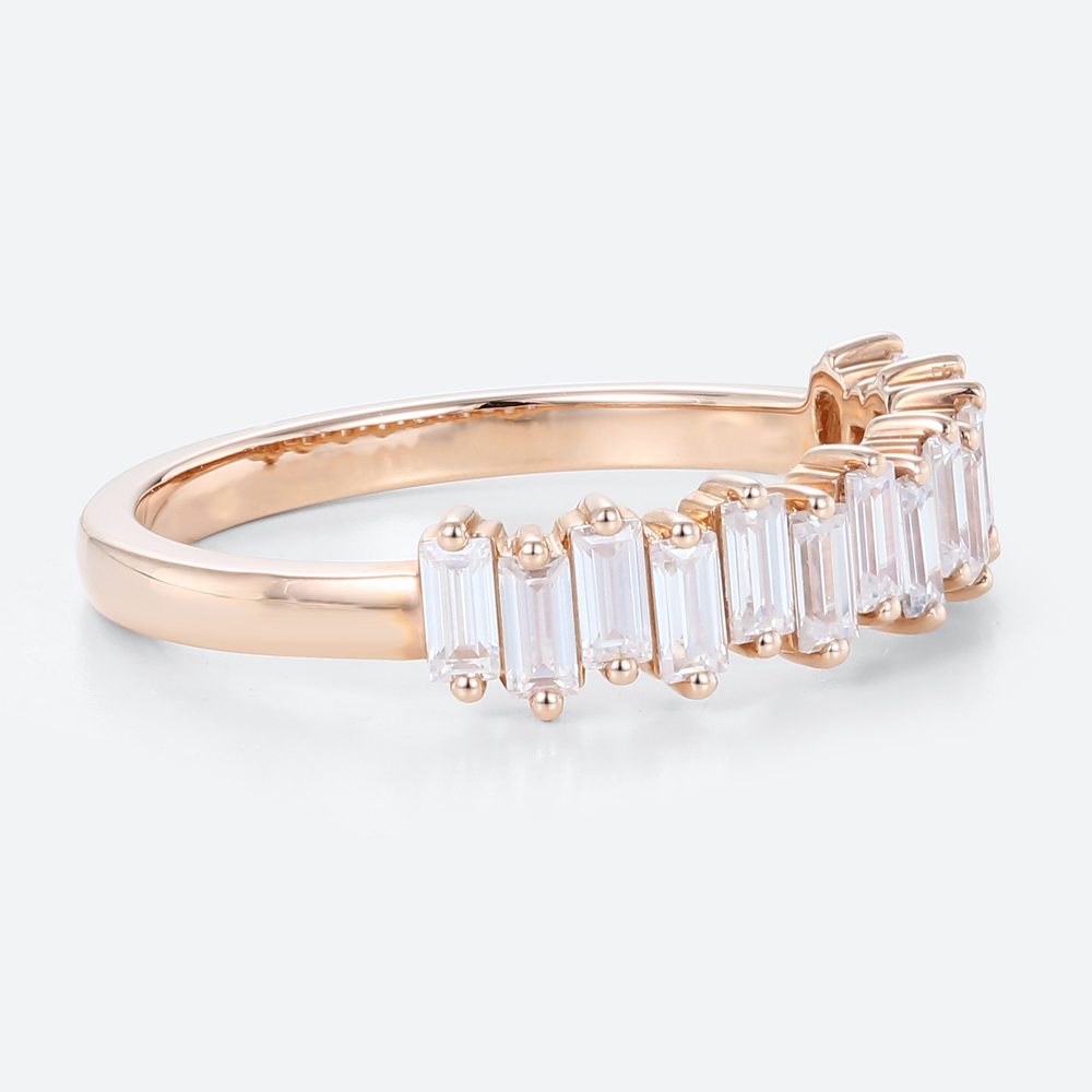 Baguette Cut Lab Diamond Wedding Band 0.45ct Stacking Ring in Rose Gold