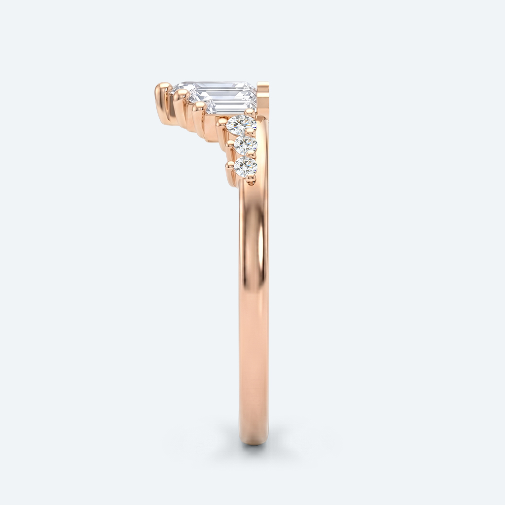 Baguette & Round Cut Lab Growan Diamond Wedding Band Art Deco Stacked Rings