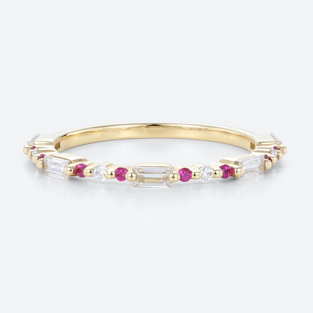 Yellow Gold Ruby and Diamond Ring Women's Stacking Rings Ruby Wedding Band