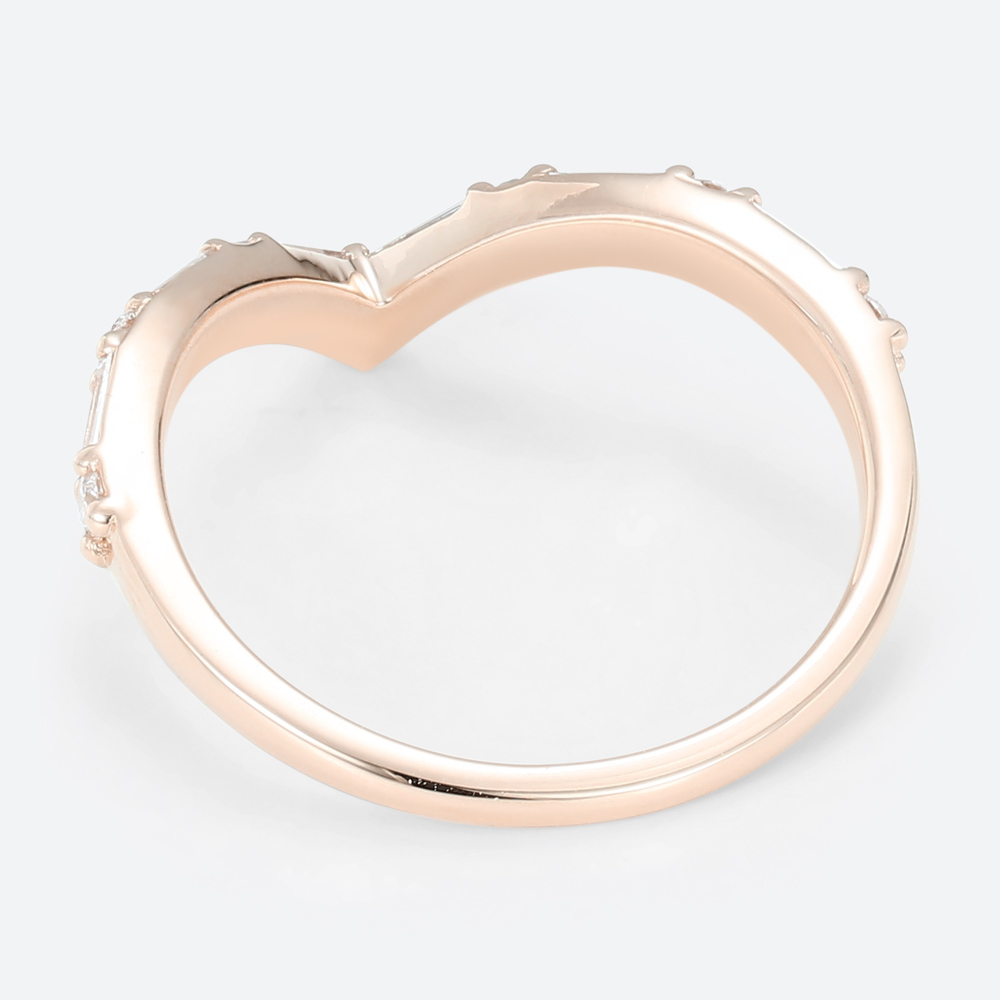 V Shaped Ring Lab Grown Diamonds Unique Curved Wedding Band