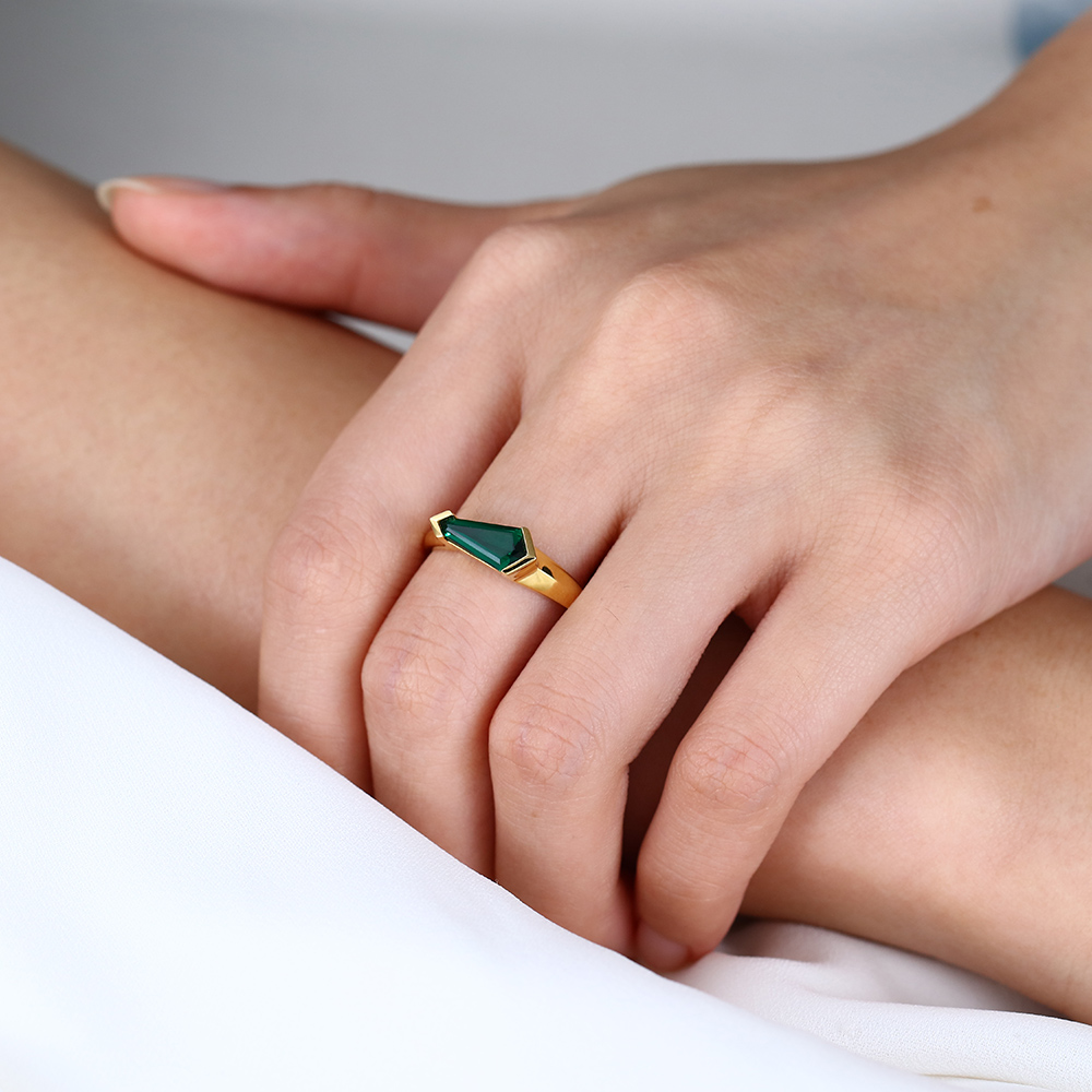 Emerald Shaped Engagement Rings Gold Emerald Birthstone Ring