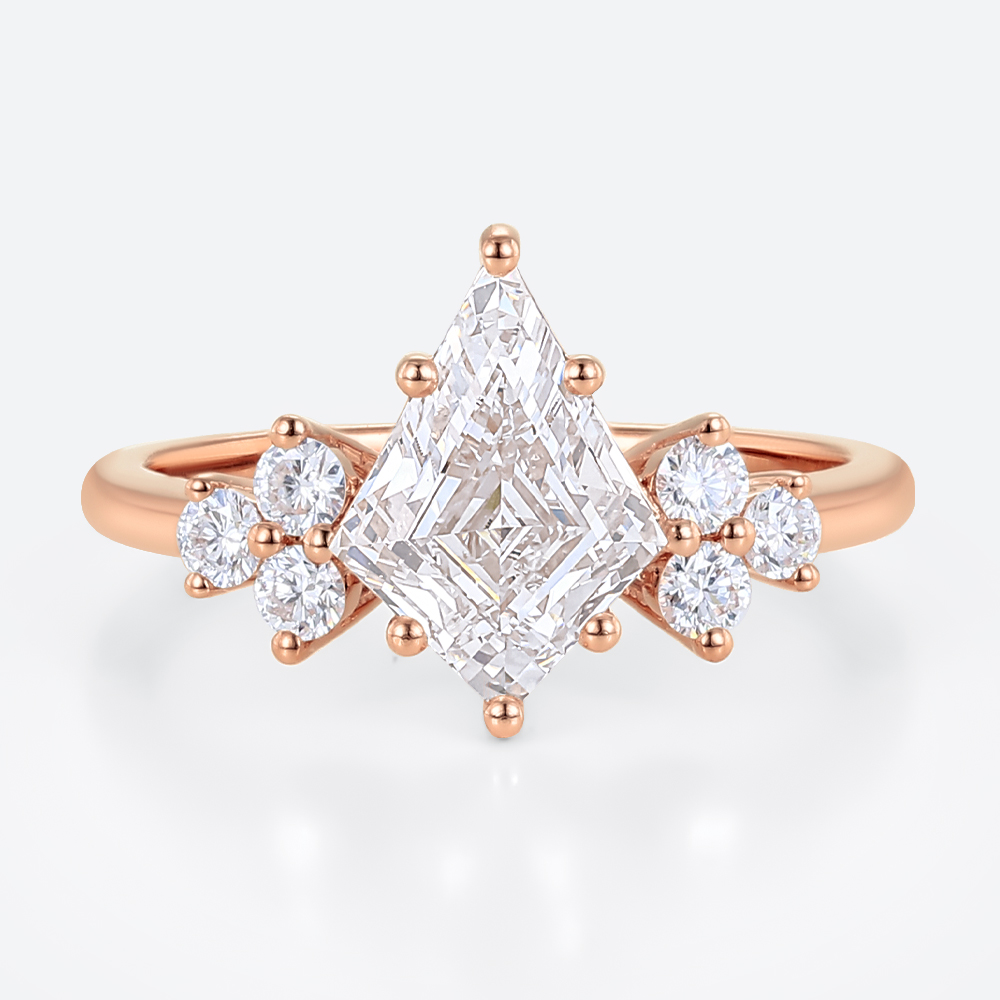 Kite Cut Diamond Engagement Ring 1.2 Carat Lab Diamond Ring Cluster Ring Vintage