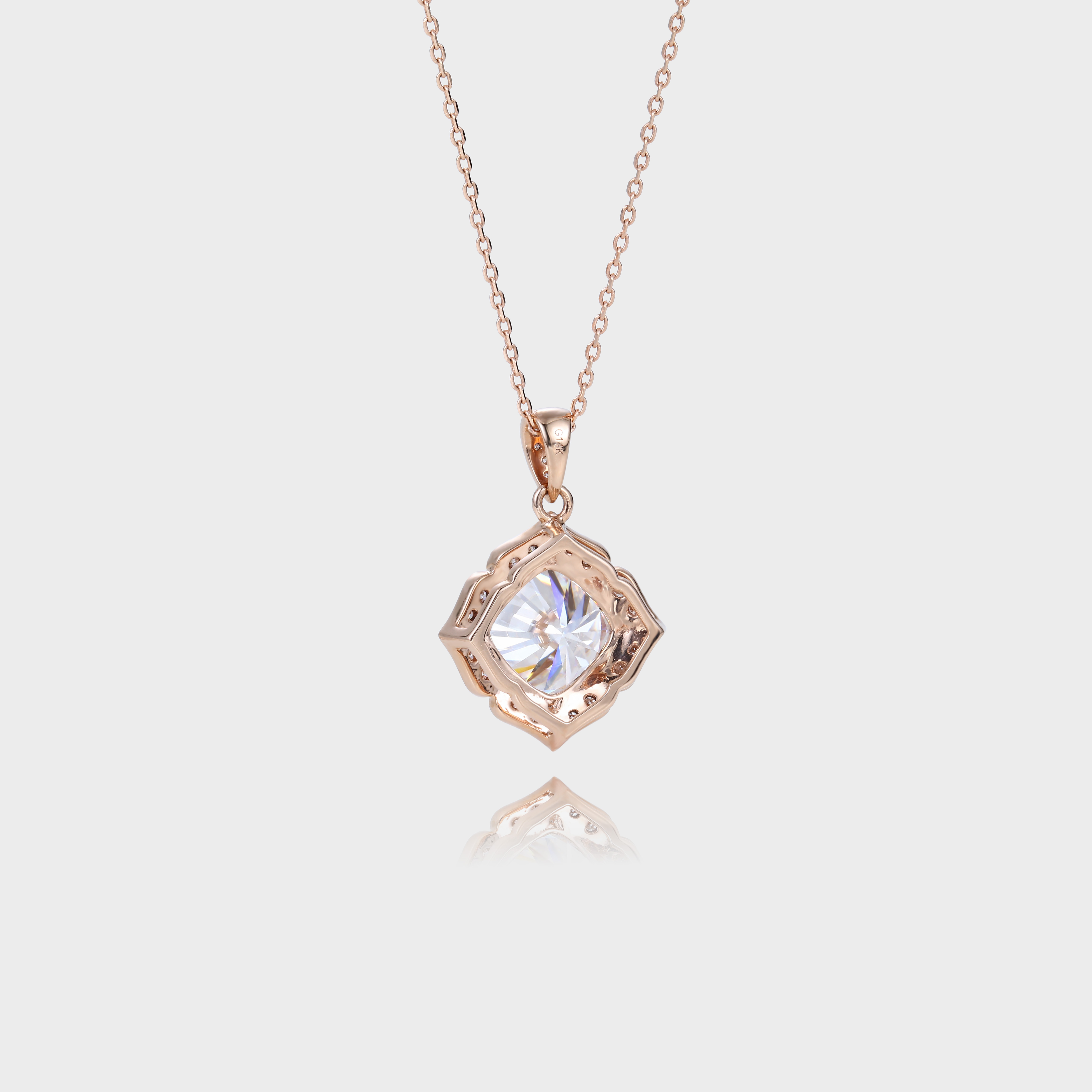 Cushion Cut Lab Diamond Necklace Tear Drops Halo Pendant