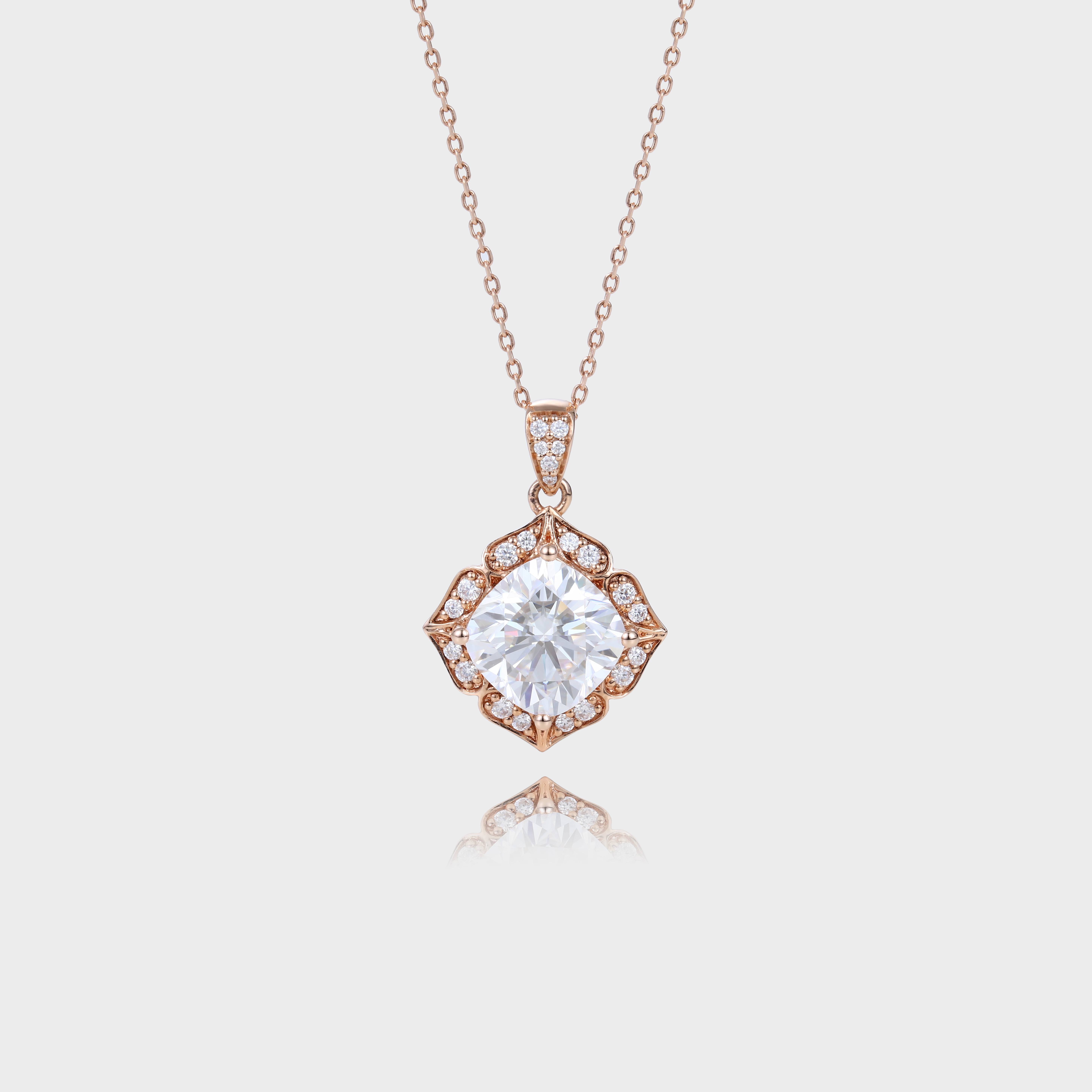 Cushion Cut Lab Diamond Necklace Tear Drops Halo Pendant