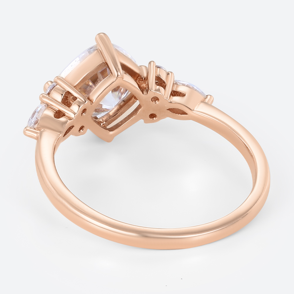 Cushion Cut Lab Diamond Engagement Ring 1.5ct Cluster 4-Prong Ring in Rose Gold