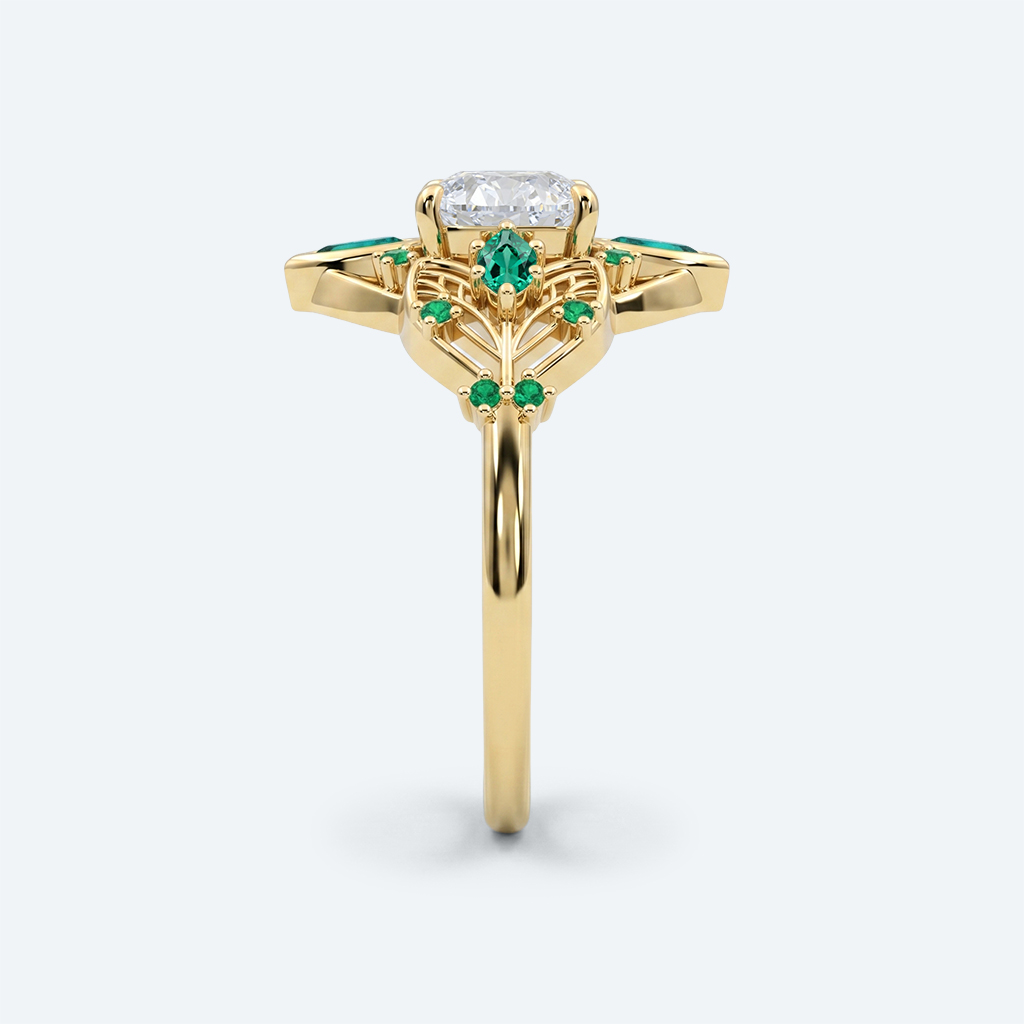 Ornate Filigree Cushion Cut Lab Diamond Ring | Vintage Art Deco