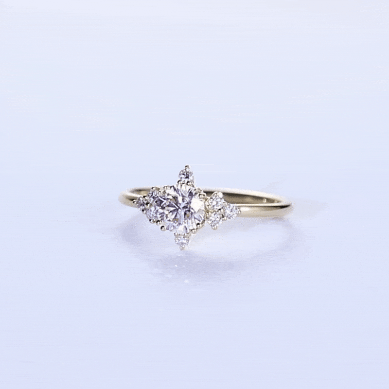 0.5ct Lab Pink Diamond Ring Round Cut Fancy Pink Diamond 8-Prong Ring in Yellow Gold