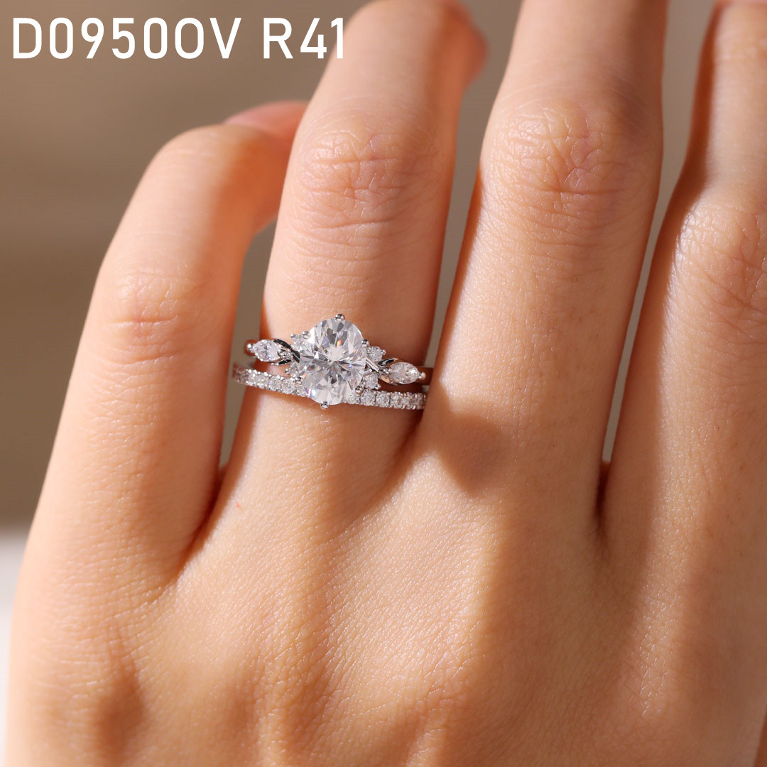 Moissanite Oval Ring Classic White Gold Oval Engagement Rings