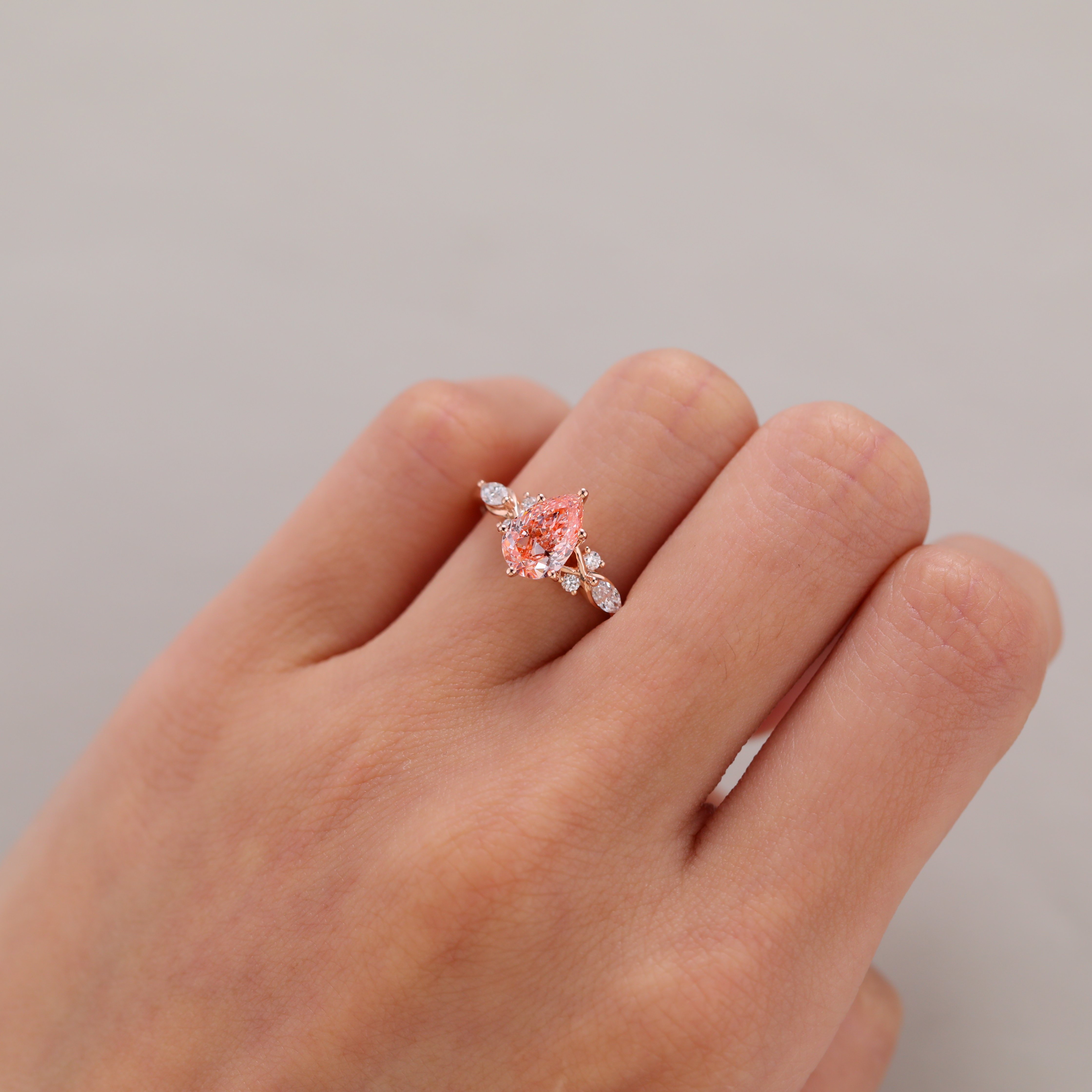 Rose Gold 1.5CT Pear Shaped Lab Diamond Engagement Ring