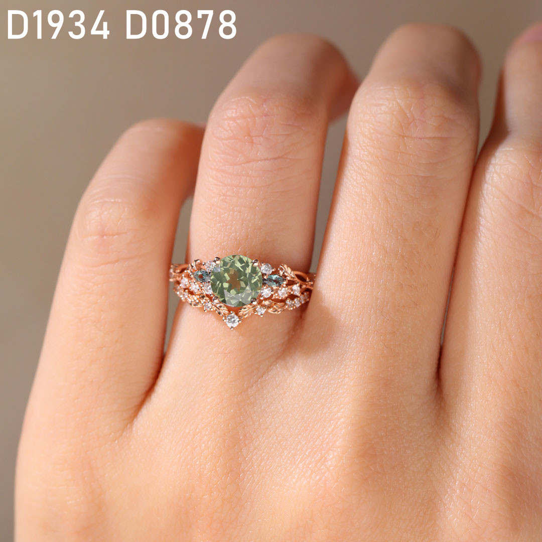 Green Sapphire Engagement Rings Vintage Alexandrite Rings Round cut rings