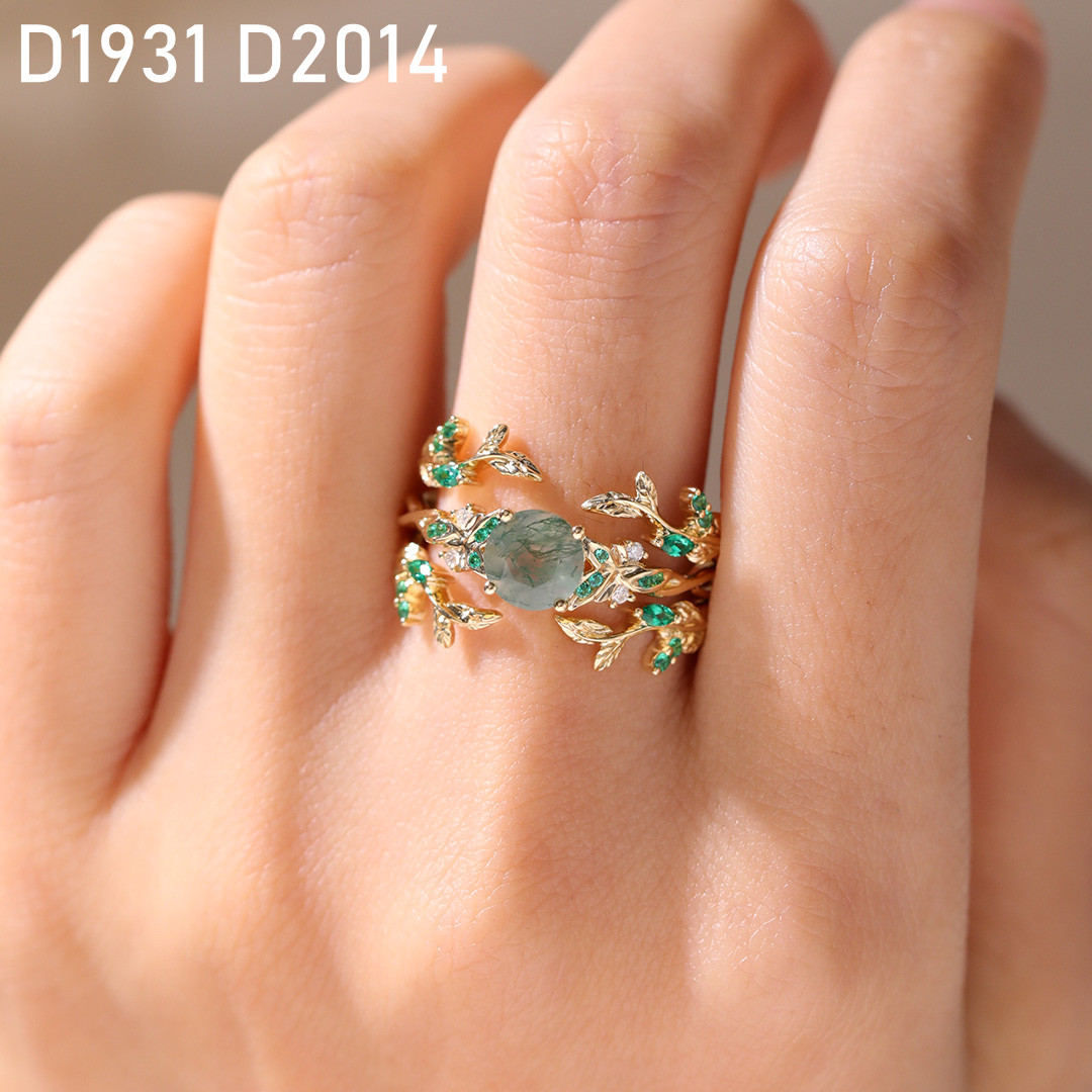 Ring Enhancers Moss Agate Unique Nature Inspired Engagement Rings