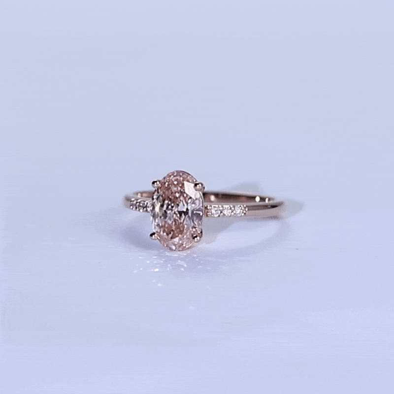 Pink Diamond Ring 1.5ct Oval Pink Lab Diamond Engagement Rings