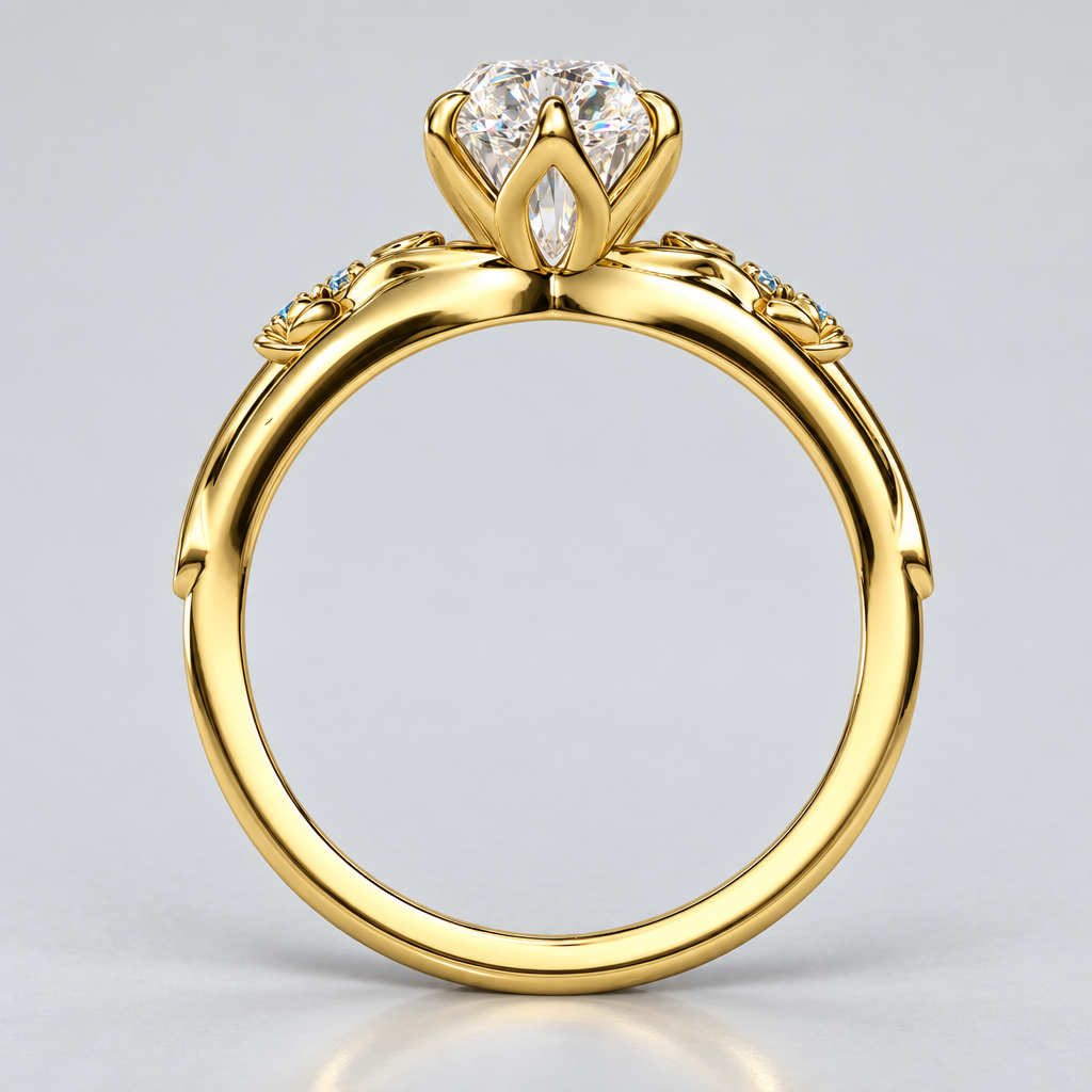 1.5ct Marquise Cut Lab Grown Diamond Garland Engagement Ring in Yellow Gold