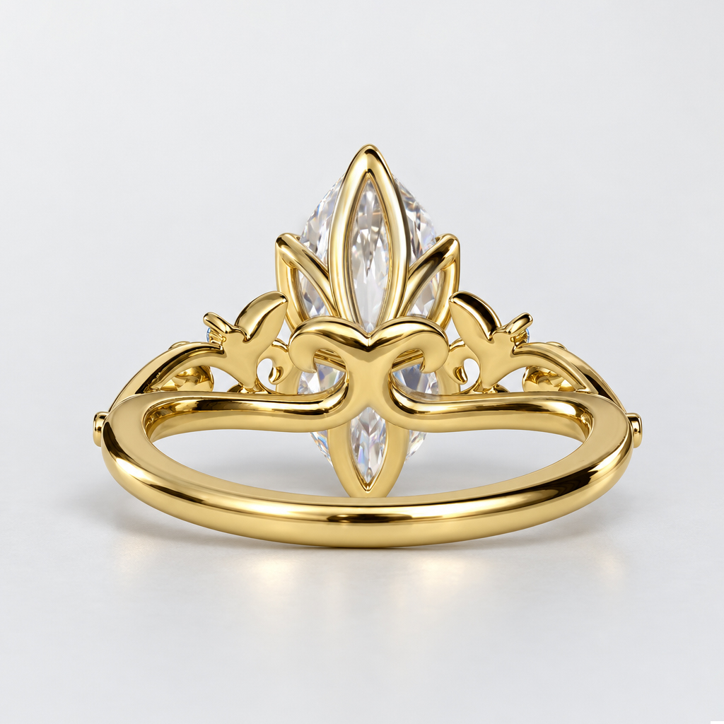 1.5ct Marquise Cut Lab Grown Diamond Garland Engagement Ring in Yellow Gold