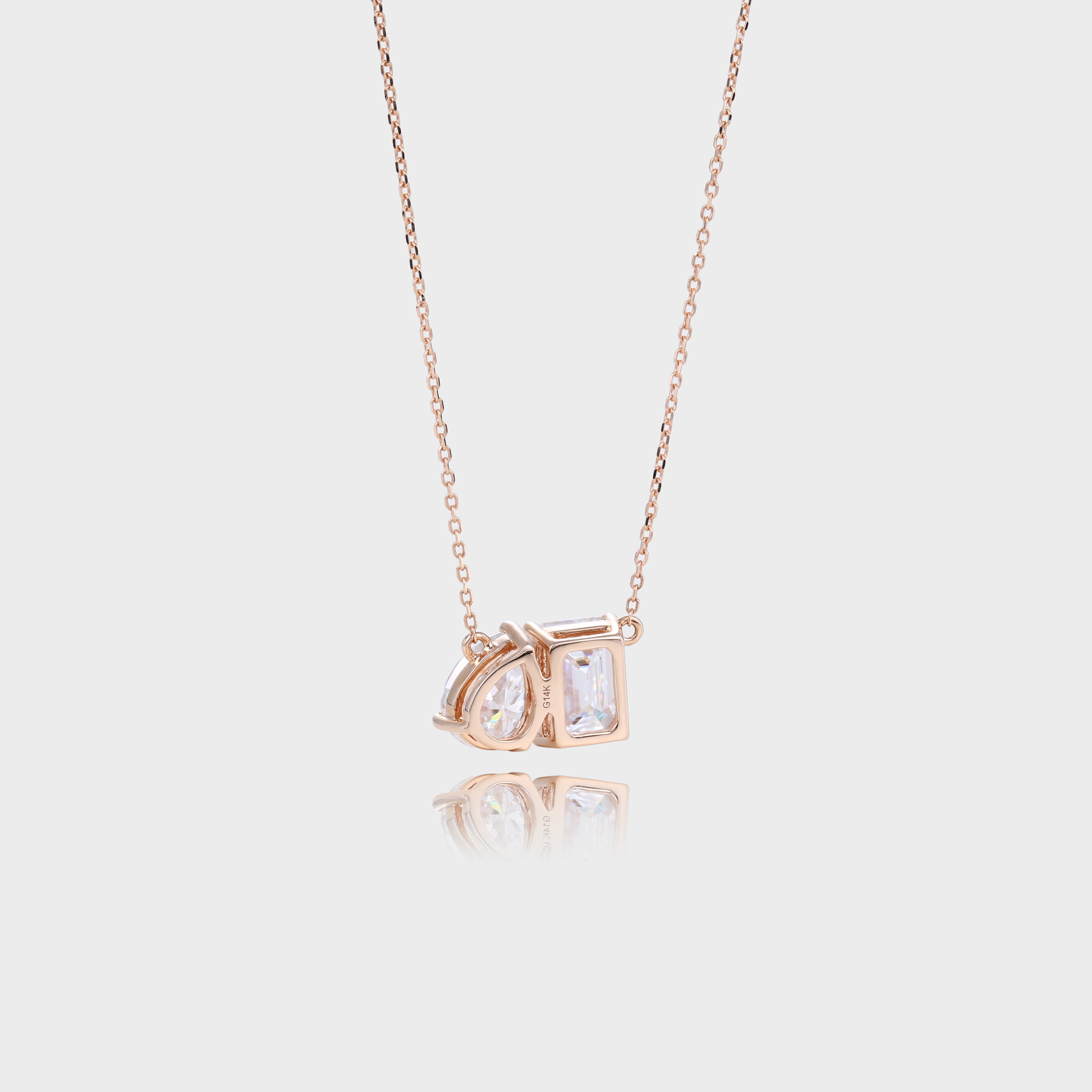 Toi Et Moi Emerald & Pear Cut Lab Diamond Necklace Two Stone Pendant Necklace