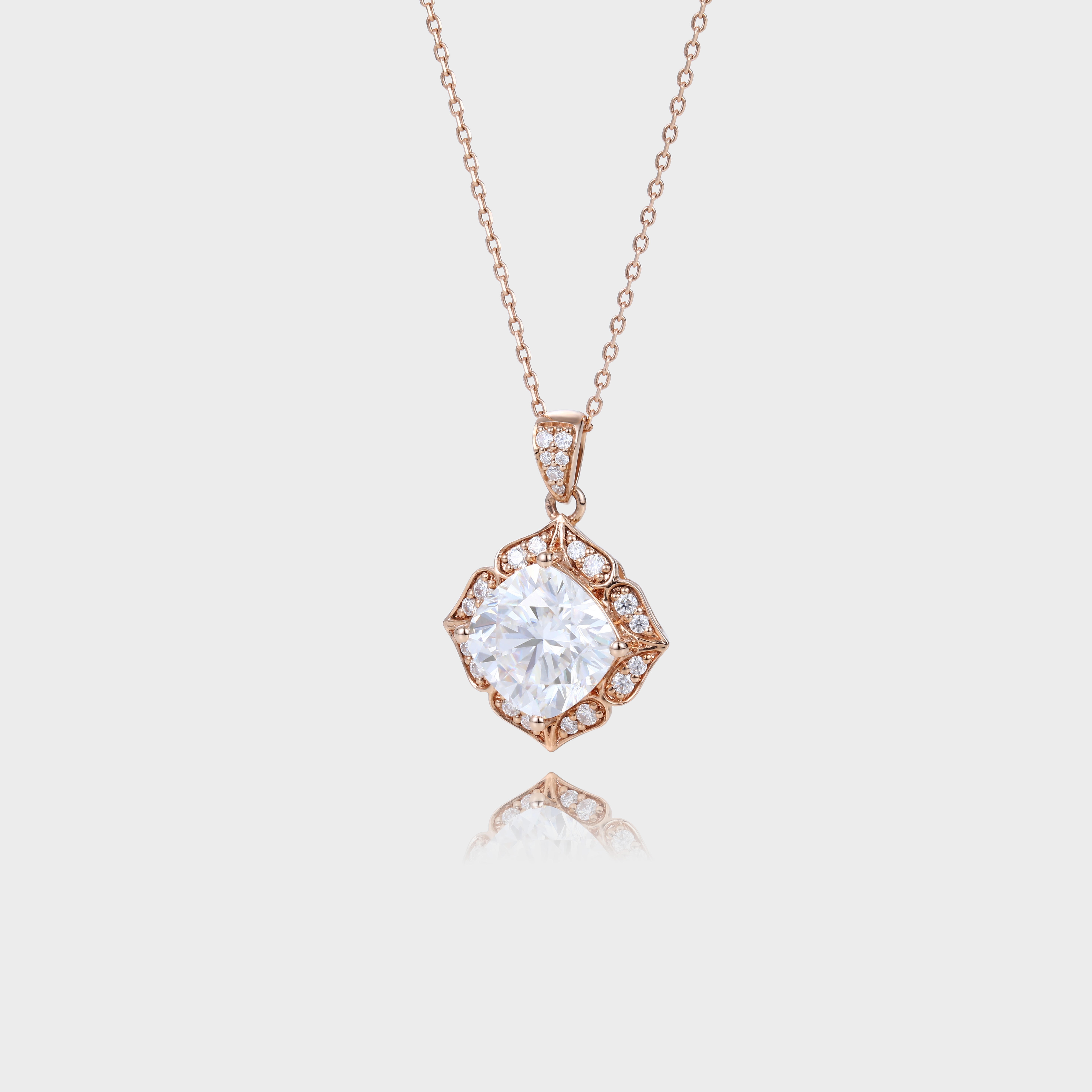 Cushion Cut Lab Diamond Necklace Tear Drops Halo Pendant