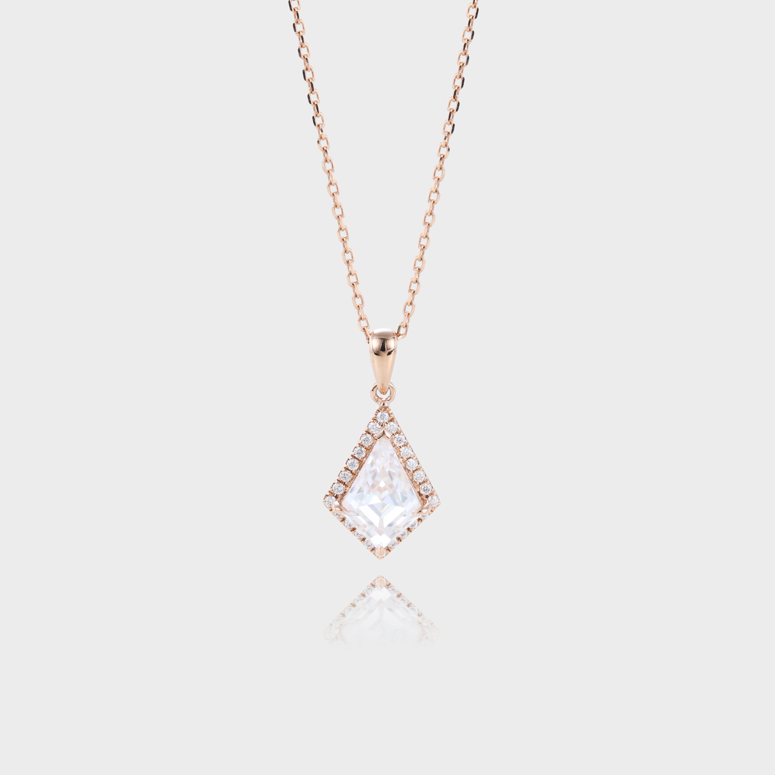 Delicate Kite Cut Lab Diamond Pendant Necklace Cable Chain Necklace