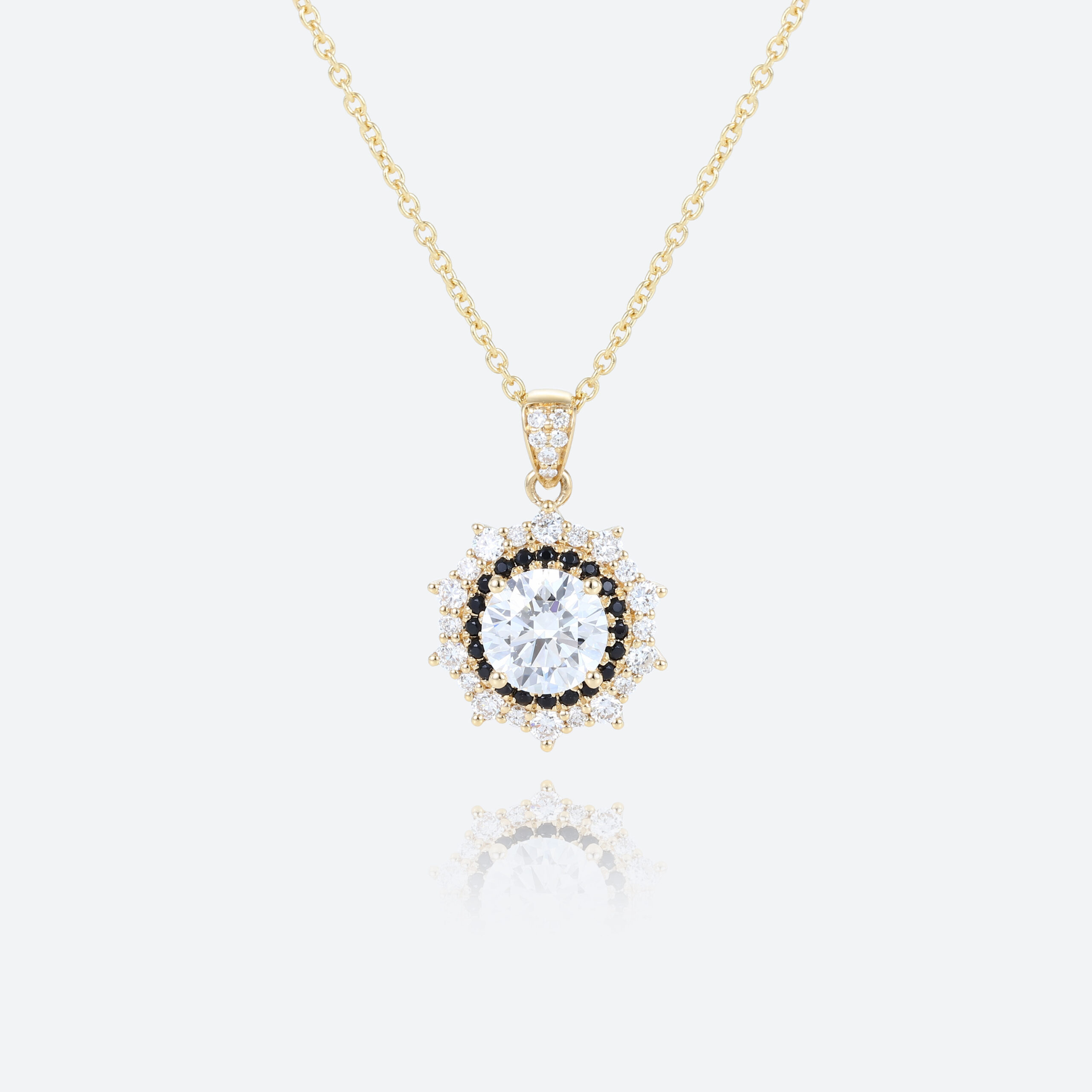 Double Halo Starlight Pendant Necklace Round Cut Lab Diamond Necklace