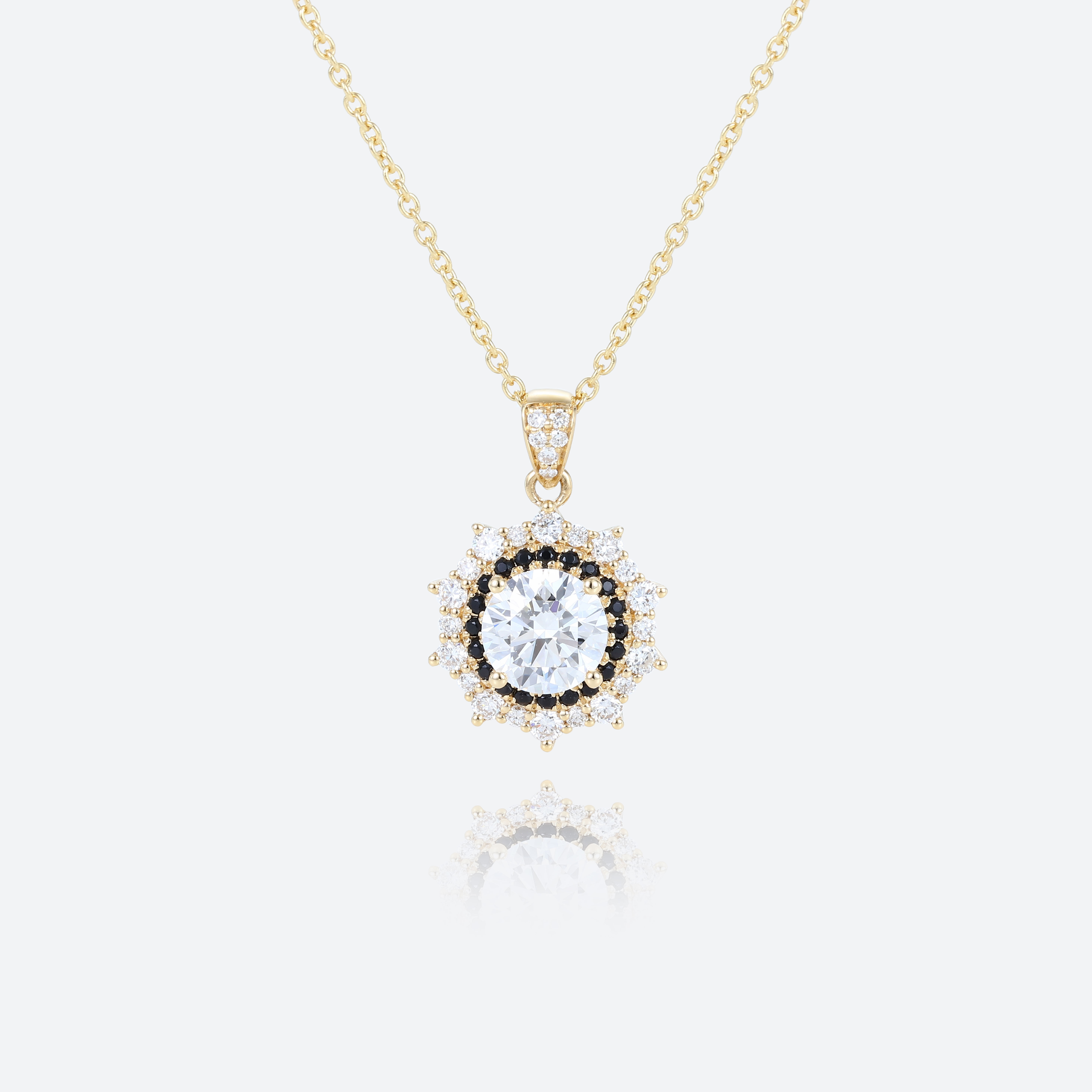 Double Halo Starlight Pendant Necklace Round Cut Lab Diamond Necklace