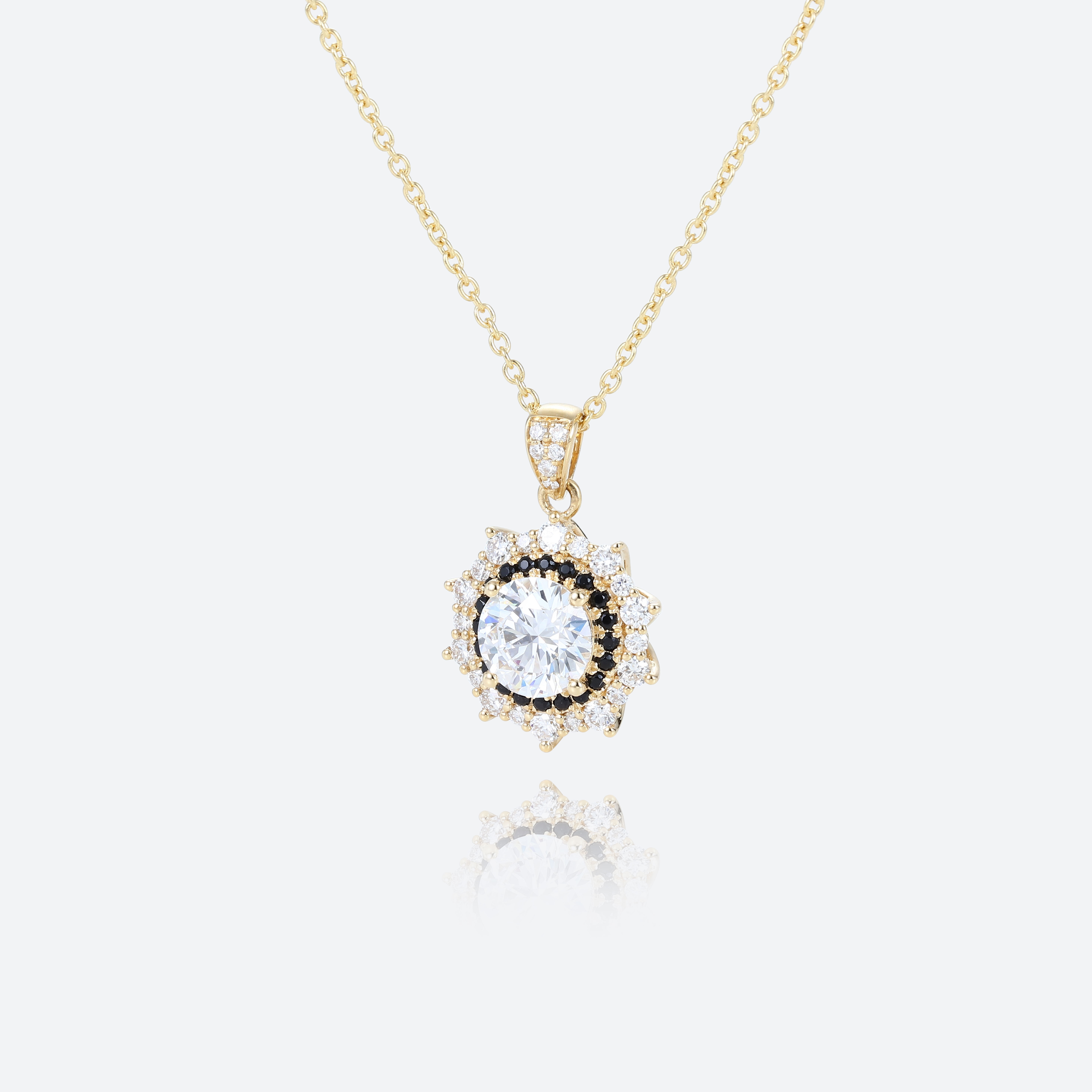 Double Halo Starlight Pendant Necklace Round Cut Lab Diamond Necklace