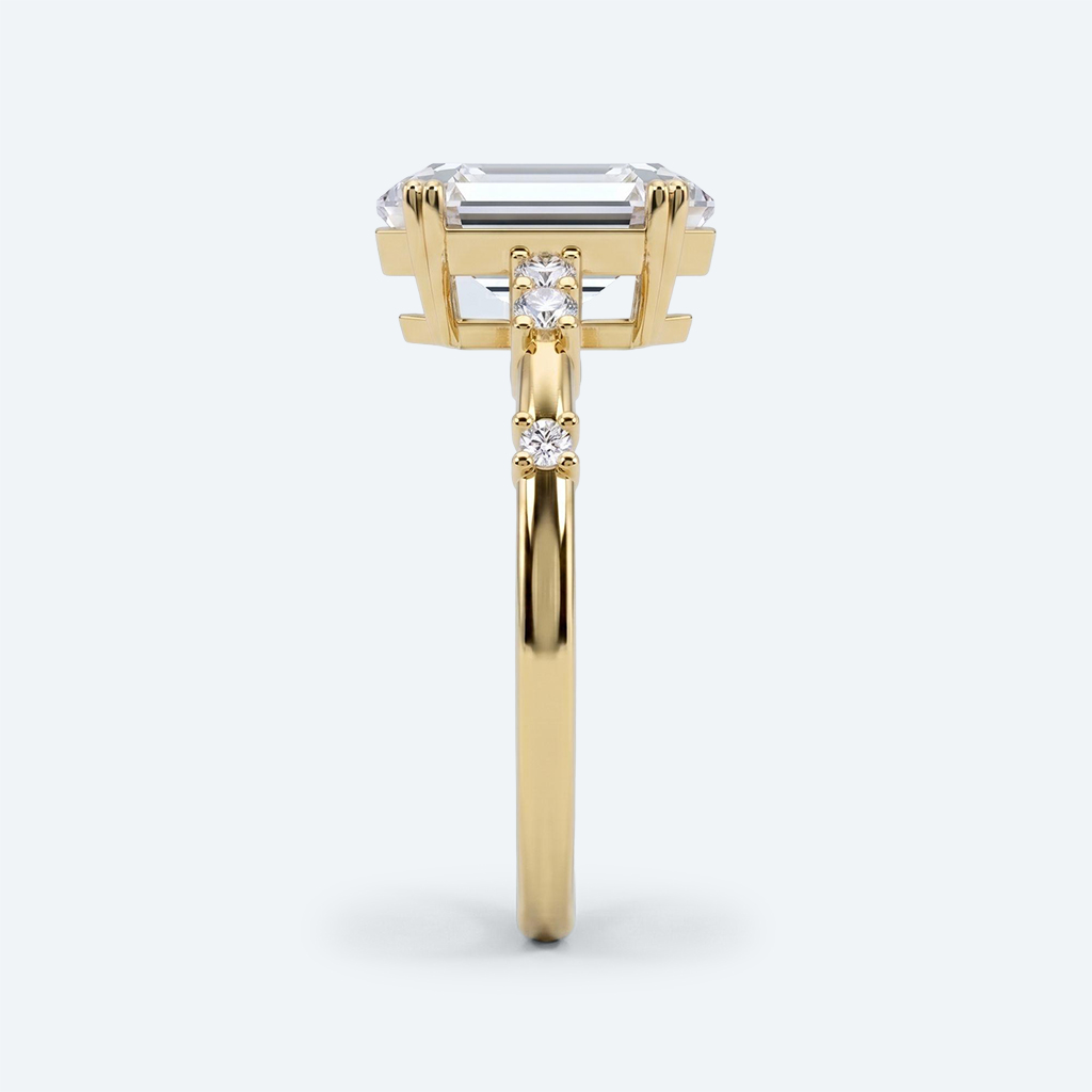 Elongated Hexagon Cut Lab Grown Diamond Modern 4 Double Prong Engagement Ring in Yellow Gold (2)