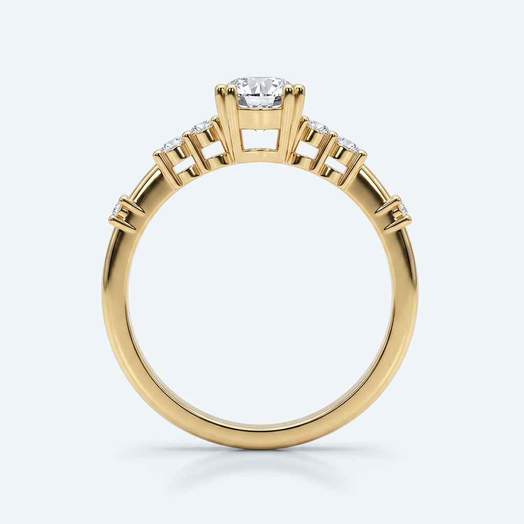 Elongated Hexagon Cut Lab Grown Diamond Modern 4 Double Prong Engagement Ring in Yellow Gold (3)