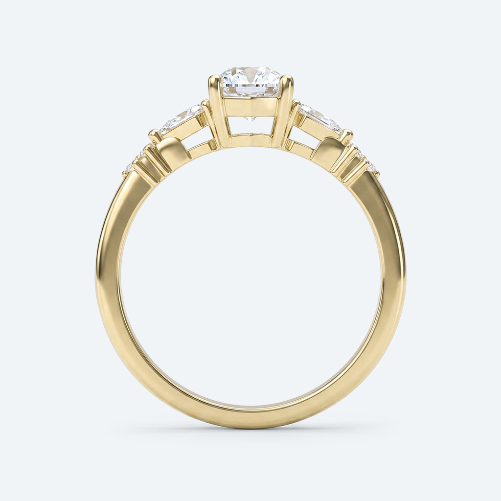 Elongated Hexagon Cut Lab Grown Diamond Modern Side Stone 4-Prong Engagement Ring in Rose Gold (6)