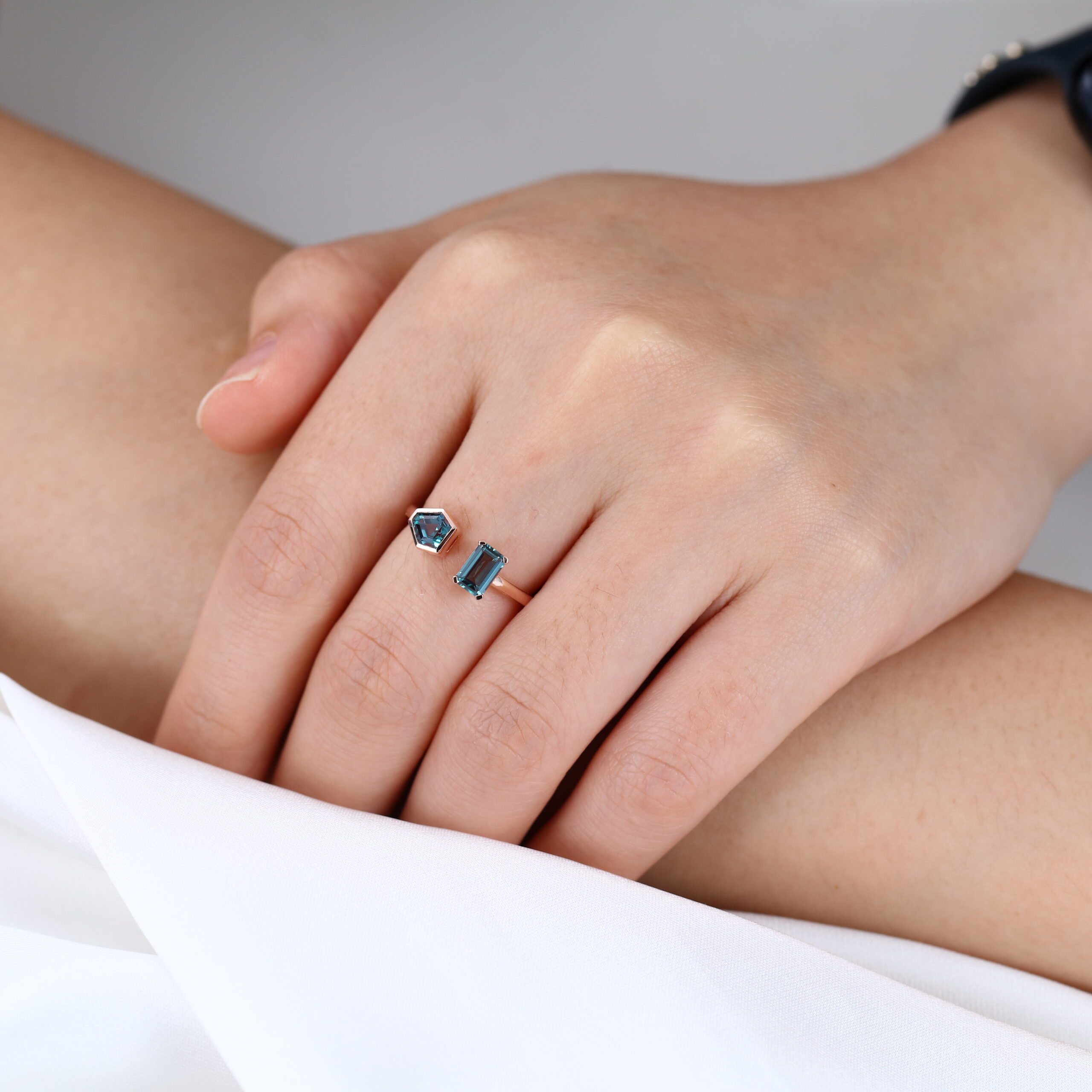 Toi Et Moi Alexandrite Ring Open Emerald & Coffin Promise Ring