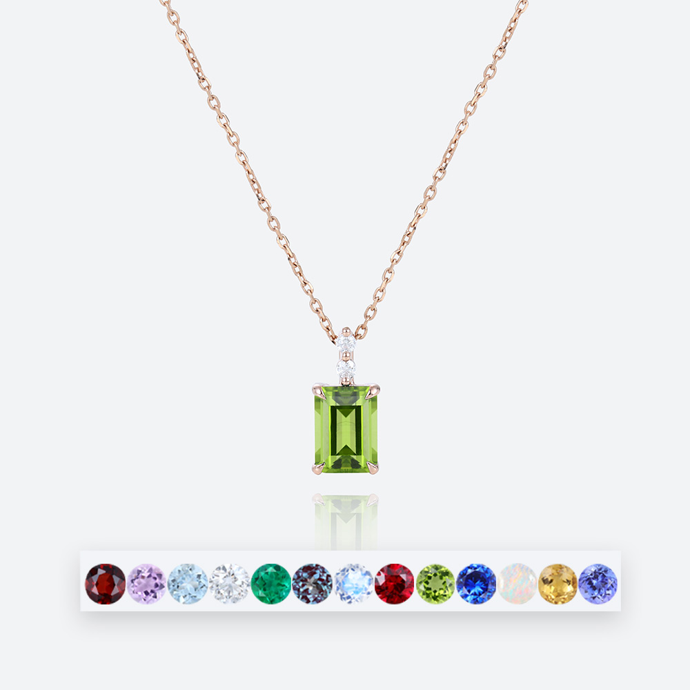 Birthstone Necklace for Grandma Emerald Cut Necklace