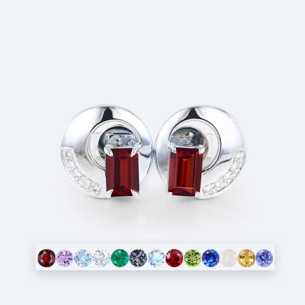 Emerald-Cut-Birthstone-Unique-Earrings-Claw-Prong-Stud-Earrings
