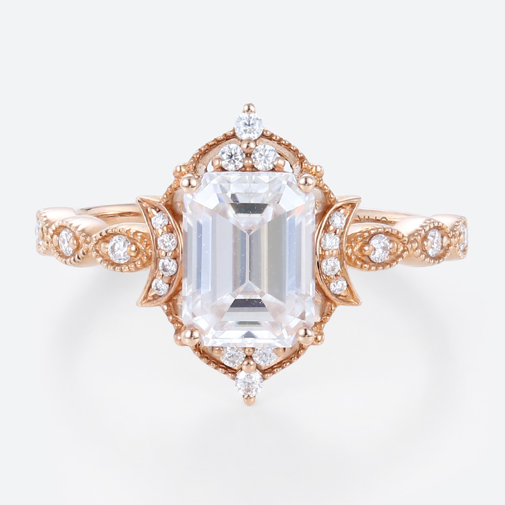 Emerald Cut Eternity Band Lab Diamonds Rings Rose Gold Ring