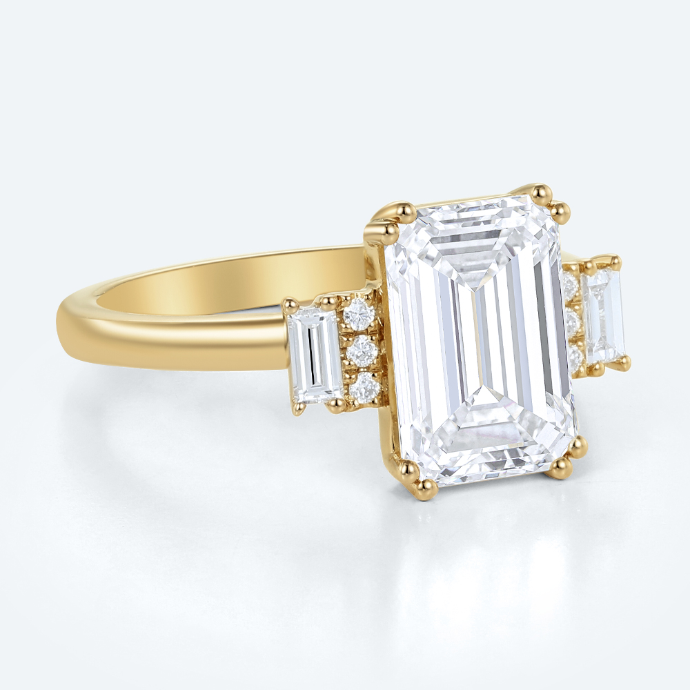 Emerald Cut Lab Grown Diamond Art Deco Double-Prong Engagement Ring (3)