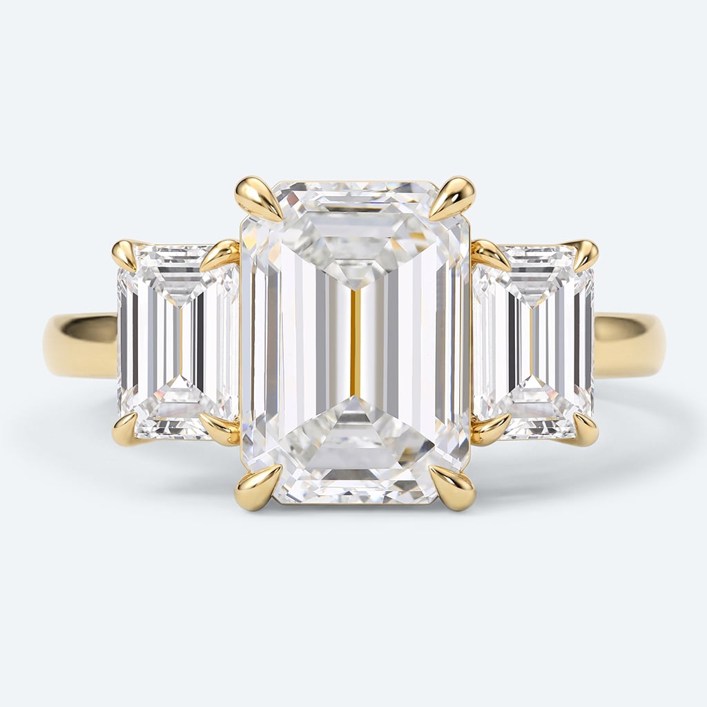 3ct Emerald Cut Engagement Rings​ ThreeStone Lab Diamond Ring