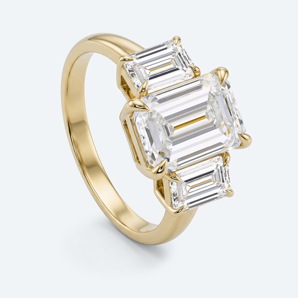 3ct Emerald Cut Engagement Rings​ ThreeStone Lab Diamond Ring