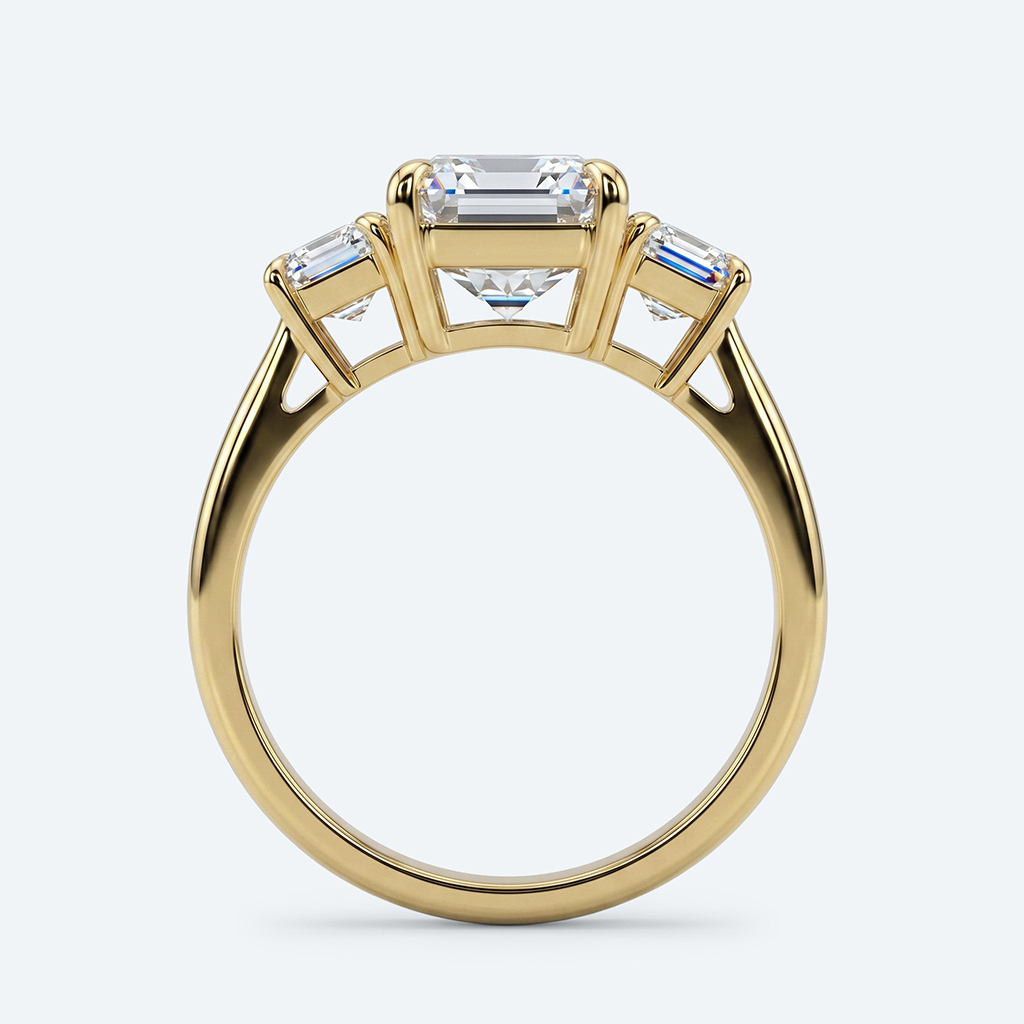 3ct Emerald Cut Engagement Rings​ ThreeStone Lab Diamond Ring