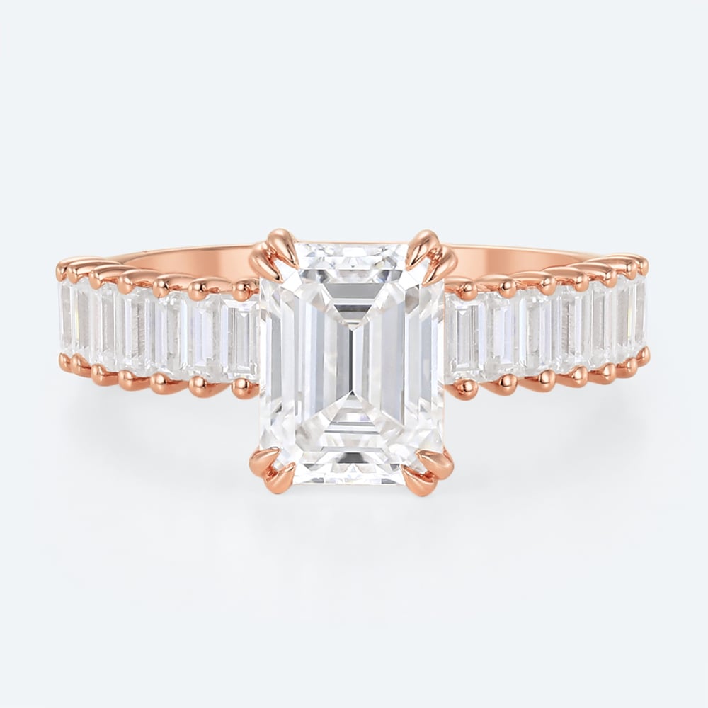 Rose Gold Emerald Cut Wedding Rings 3 Carat Lab Grown Diamond Ring