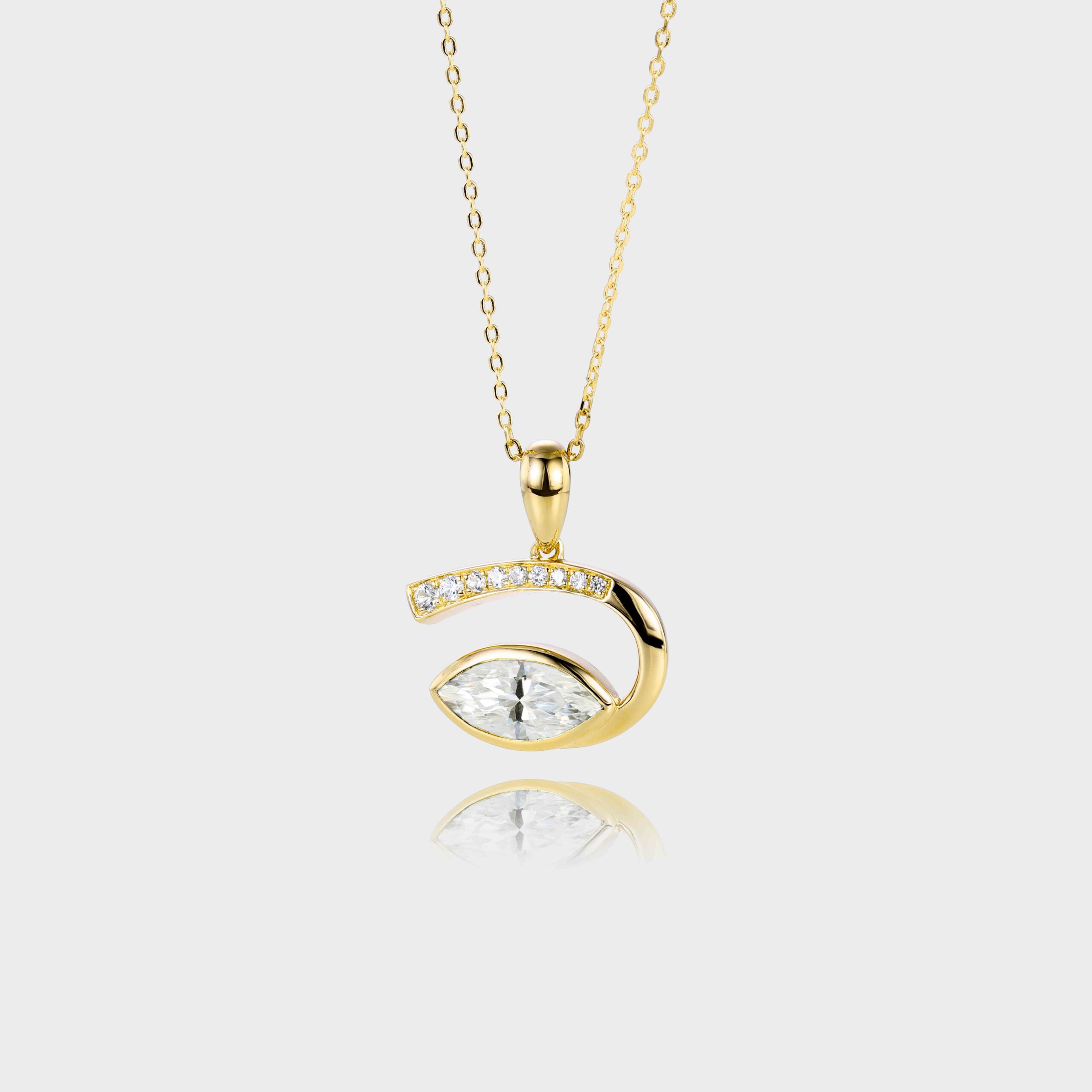 Evil Eye Necklace Bezel Marquise Cut Lab Diamond Pendant Necklace