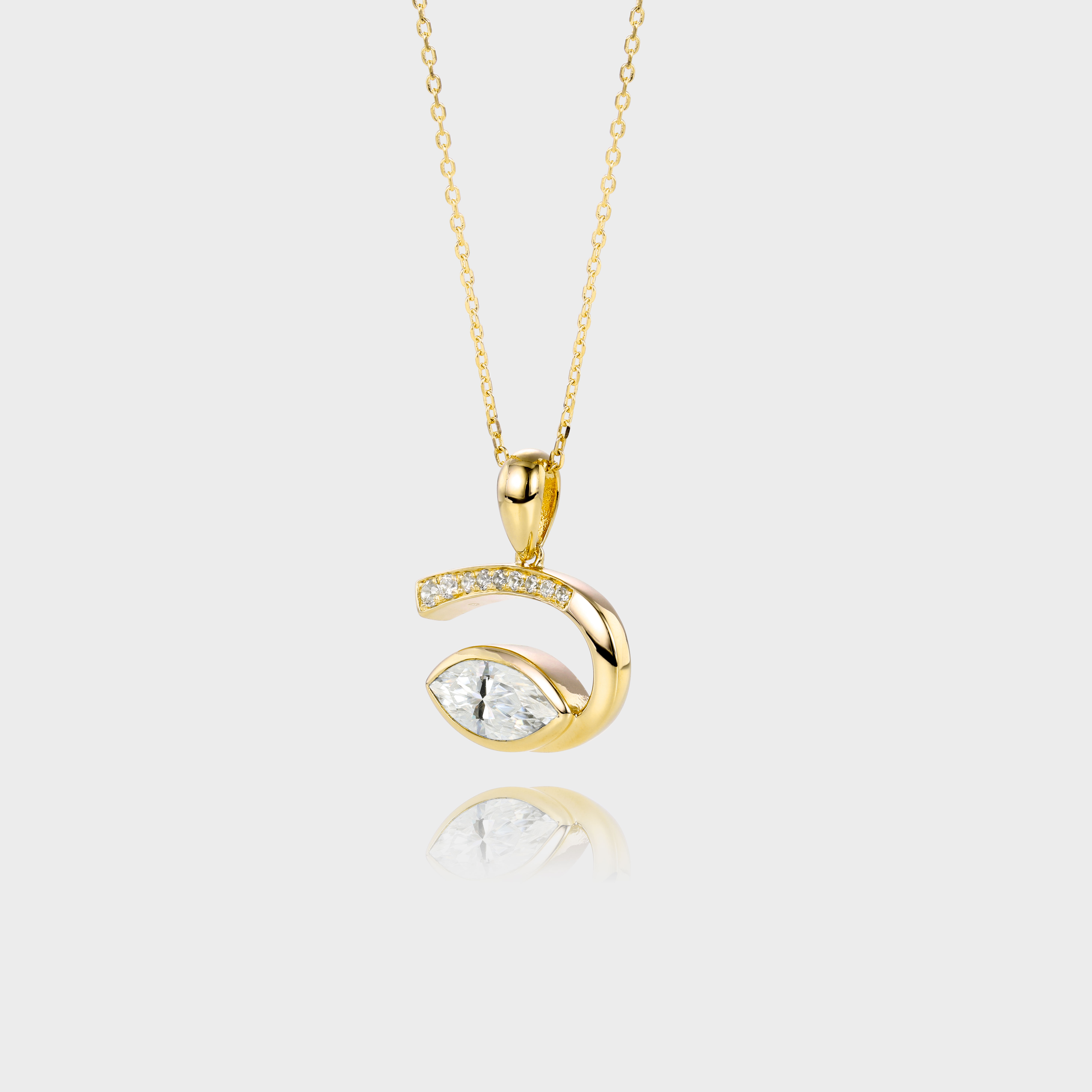 Evil Eye Necklace Bezel Marquise Cut Lab Diamond Pendant Necklace