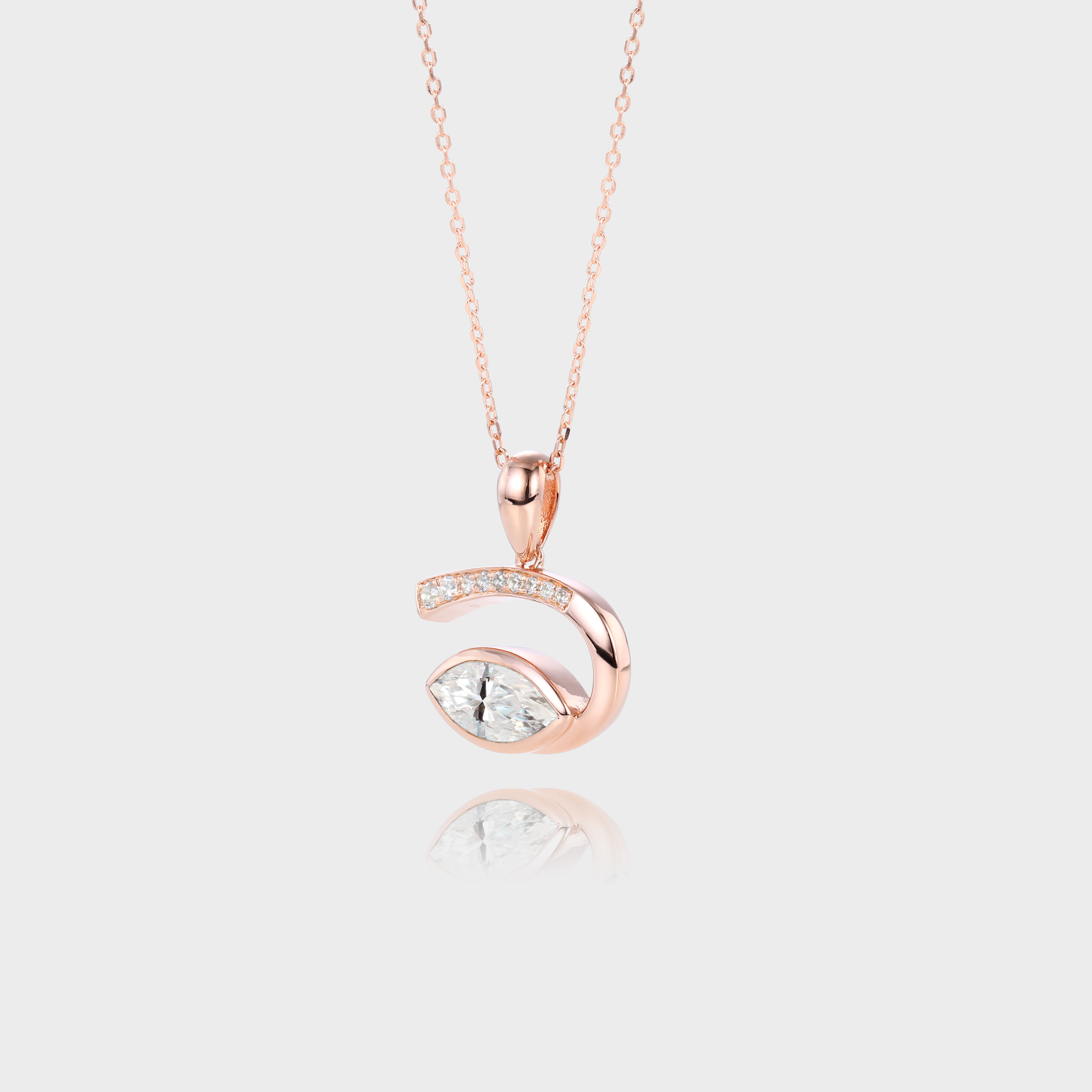 Evil Eye Necklace Bezel Marquise Cut Lab Diamond Pendant Necklace