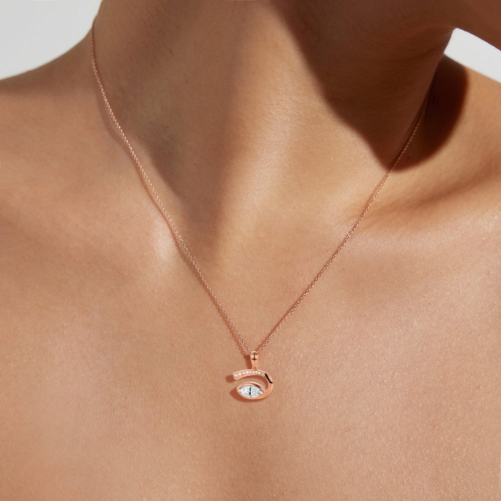 Evil Eye Necklace Bezel Marquise Cut Lab Diamond Pendant Necklace
