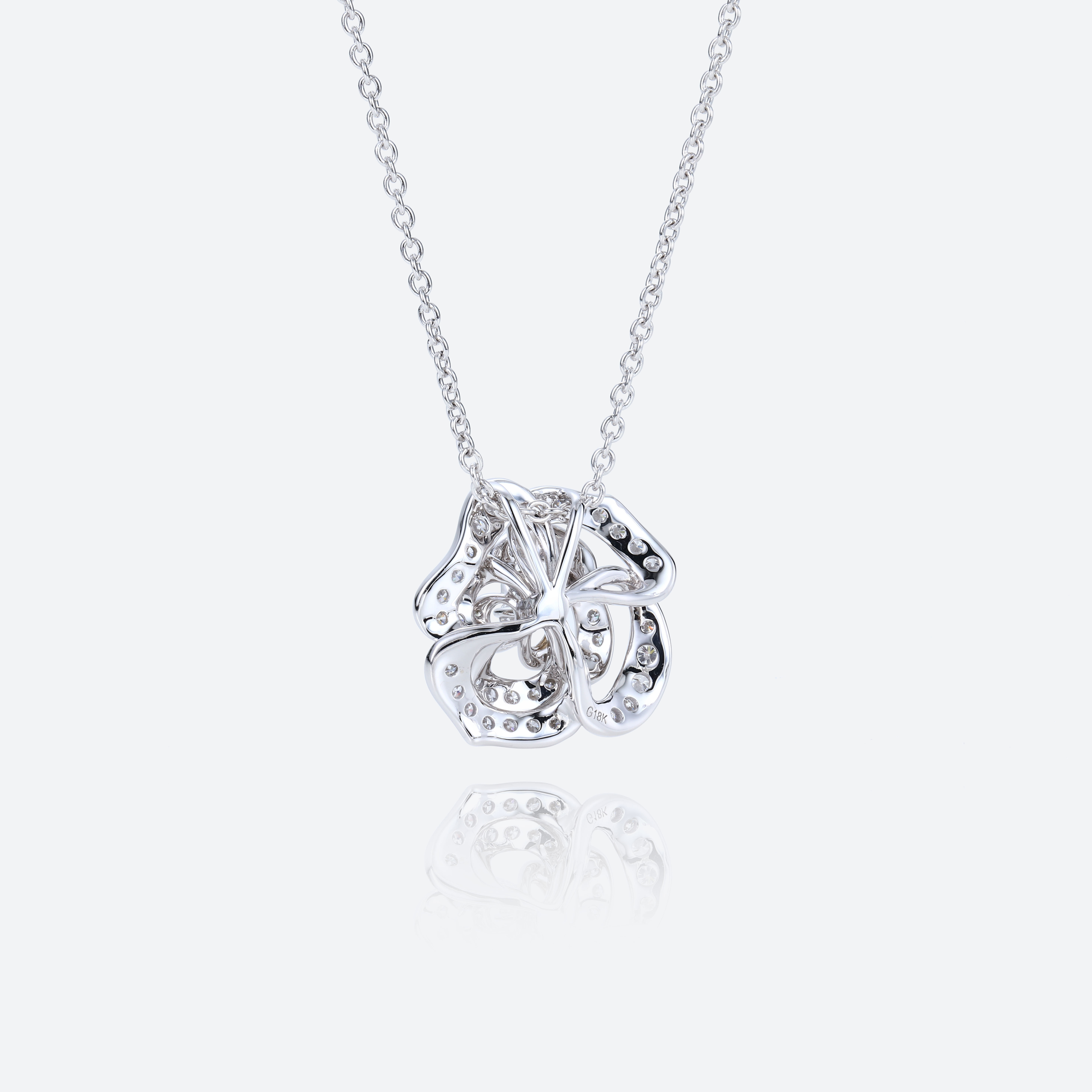 Floral Shaped Pendent Womens Lab Diamond Necklace Hollow Camellia Flower Necklace