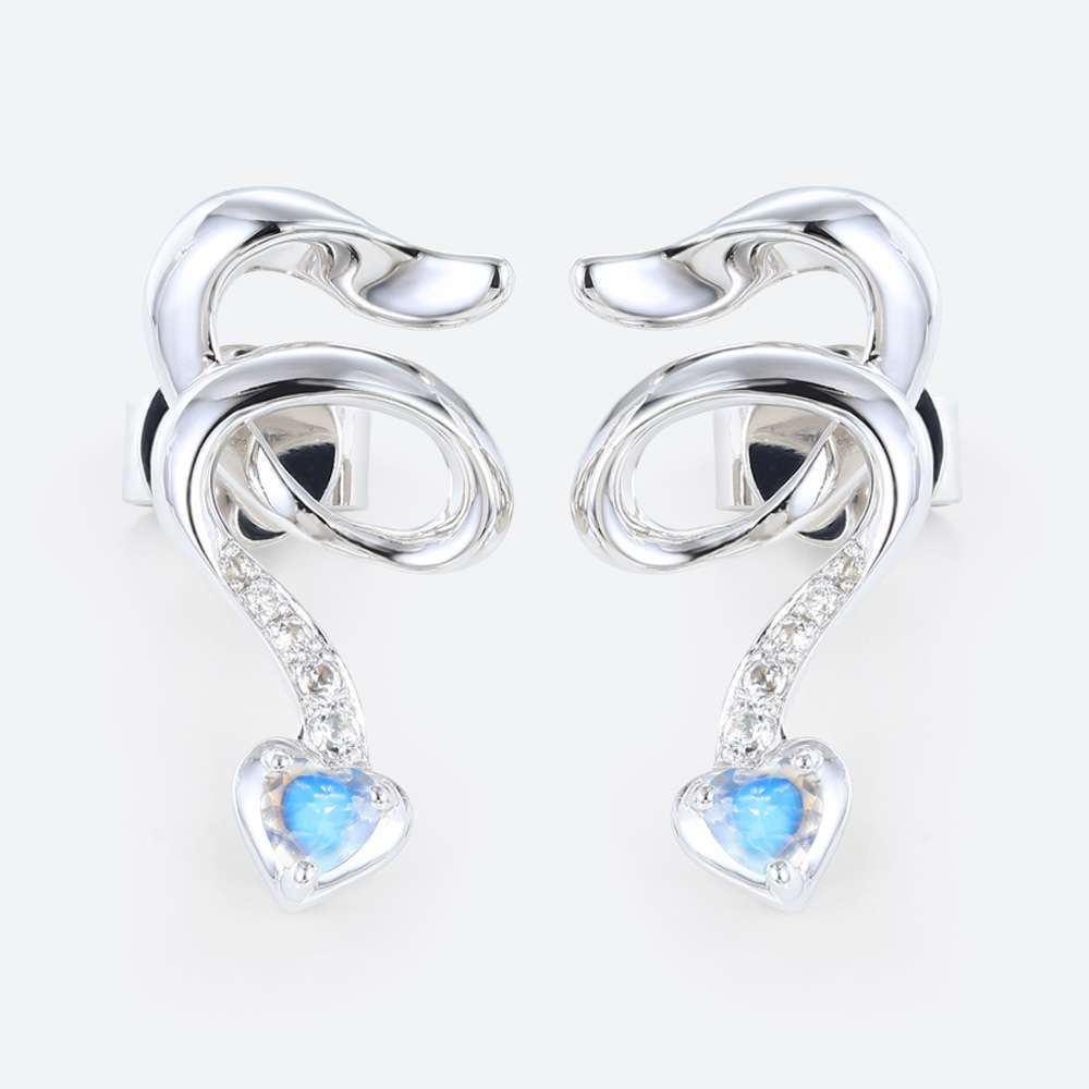 Heart Earrings White Gold Stud Earrings June Birthstone Earrings