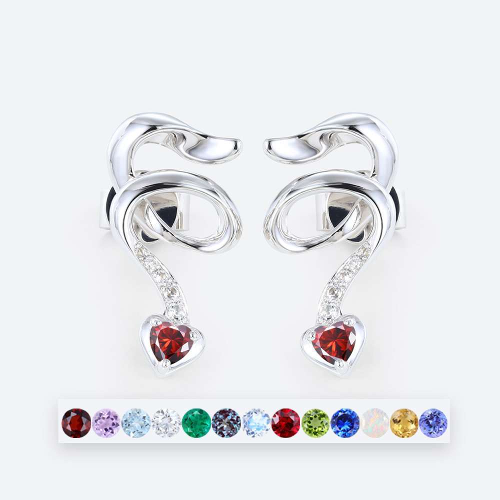 Heart-Cut-Birthstone-Elegant-Earrings-Twisted-Design-Stud-Earrings-with-Diamond-Accents