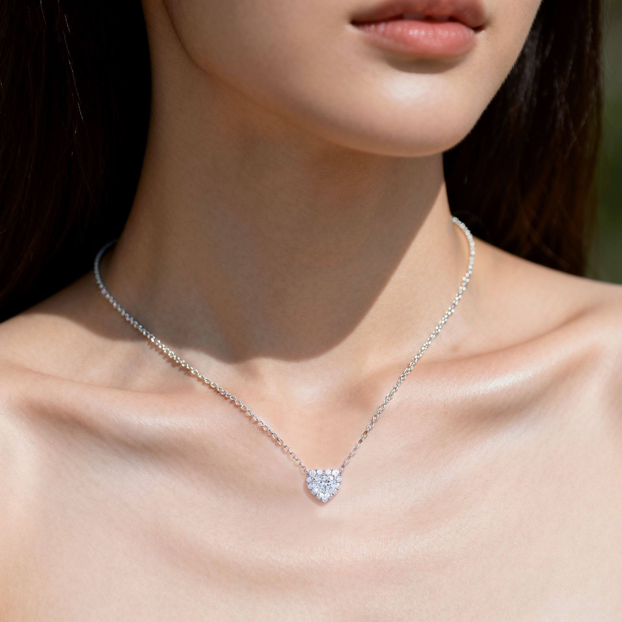 Heart Shaped Necklace White Gold 14k Necklace Lab Diamond