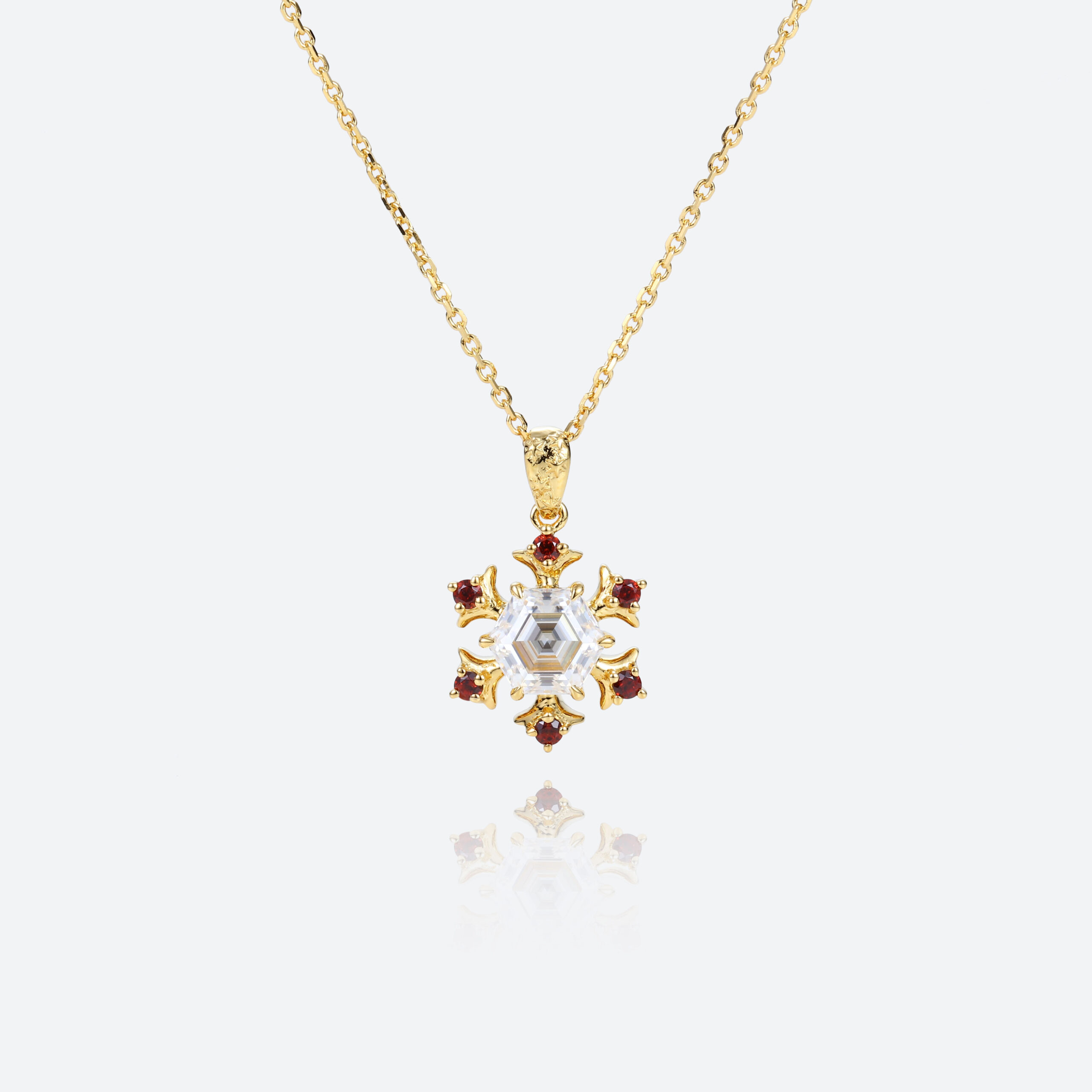Hexagon Cut Women's Pendant Necklace Yellow Gold Lab Grown Diamond Pendant Necklace